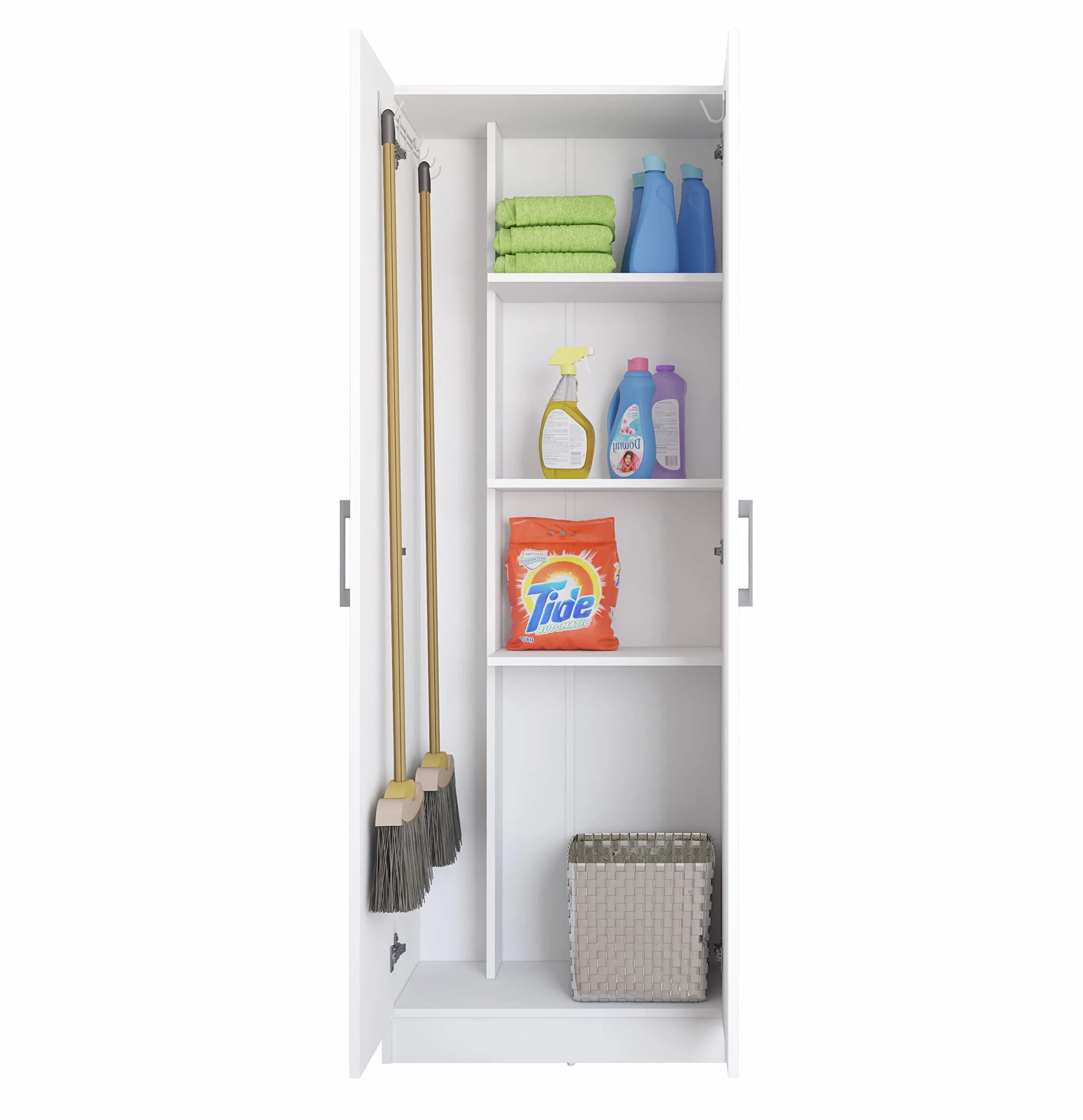 Armario escobero multiusos dos puertas blanco 179x61x32 cm