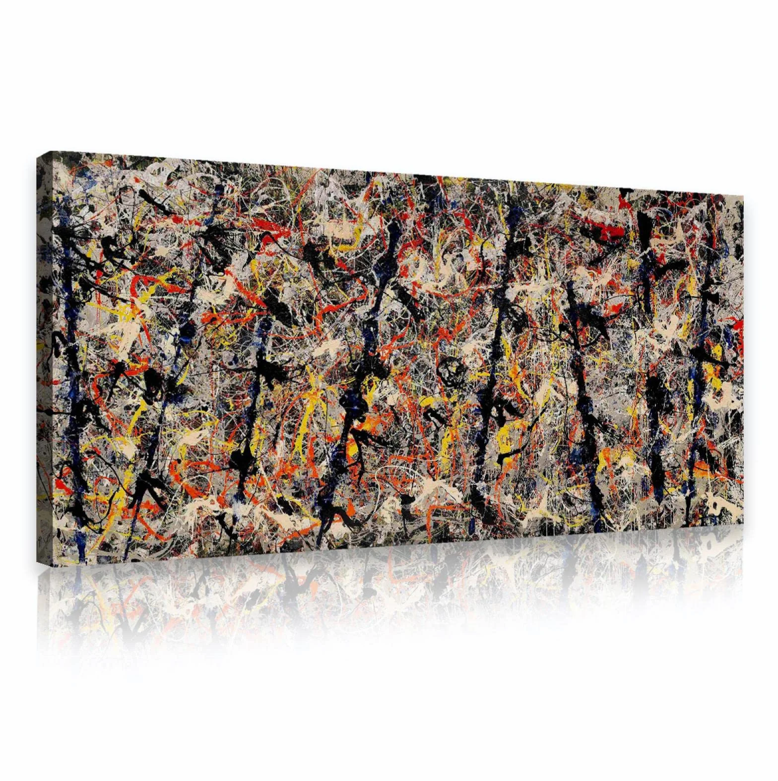 KAWAAI Jackson Pollock Canvas Wall Art - Blue Poles 1952 Fine Art Print Poster - Famosa decoración de pared para la oficina de la sala de estar 50x125cm Marco interno