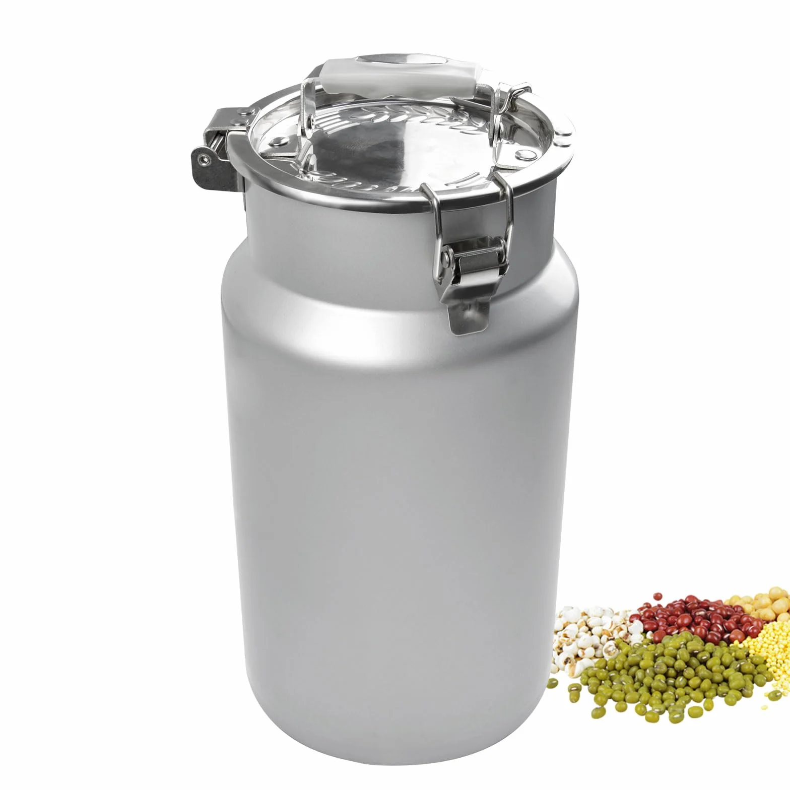 Lata De Leche con Tapa, Tarro Portátil De Acero Inoxidable para Conservar Alimentos, Cubo para Guardar Arroz Jarra De Almacenamiento para Cereales, Harina Y Café En Grano,7L 17 × 30 cm
