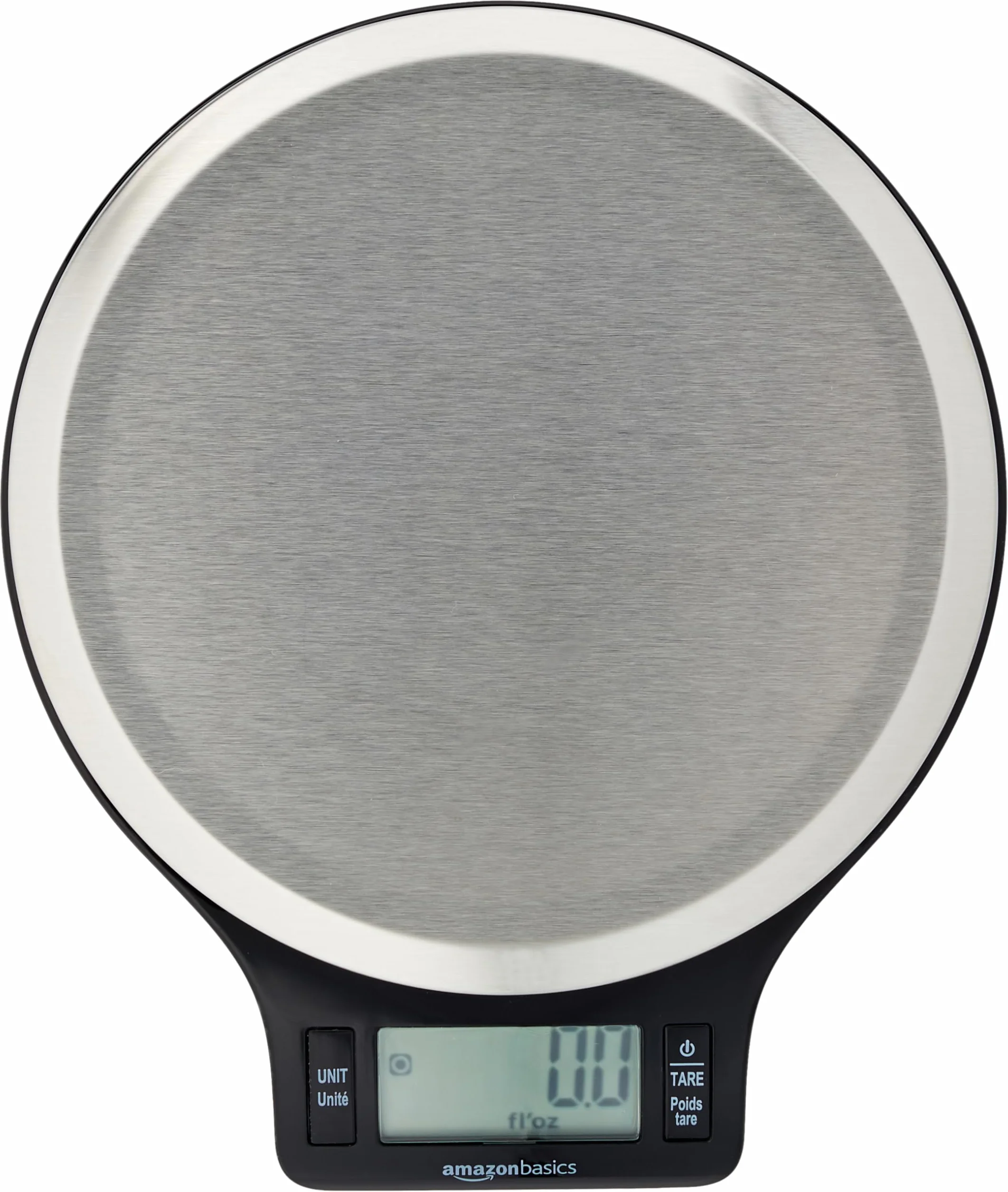 Amazon Basics Báscula de Cocina Digital de Acero Inoxidable sin BPA, Pantalla LCD, 11 Libras, Negro