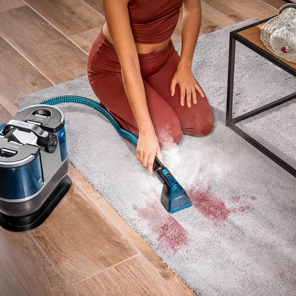 Cecotec Limpiatapicerías Conga 7000 Carpet&Spot Clean Steam XXL Pro. 1700W, Función 3 en 1, Limpieza con Vapor y Agua Caliente, Radio de 9 Metros, 15 Accesorios, Limpiacristales, Autolimpieza