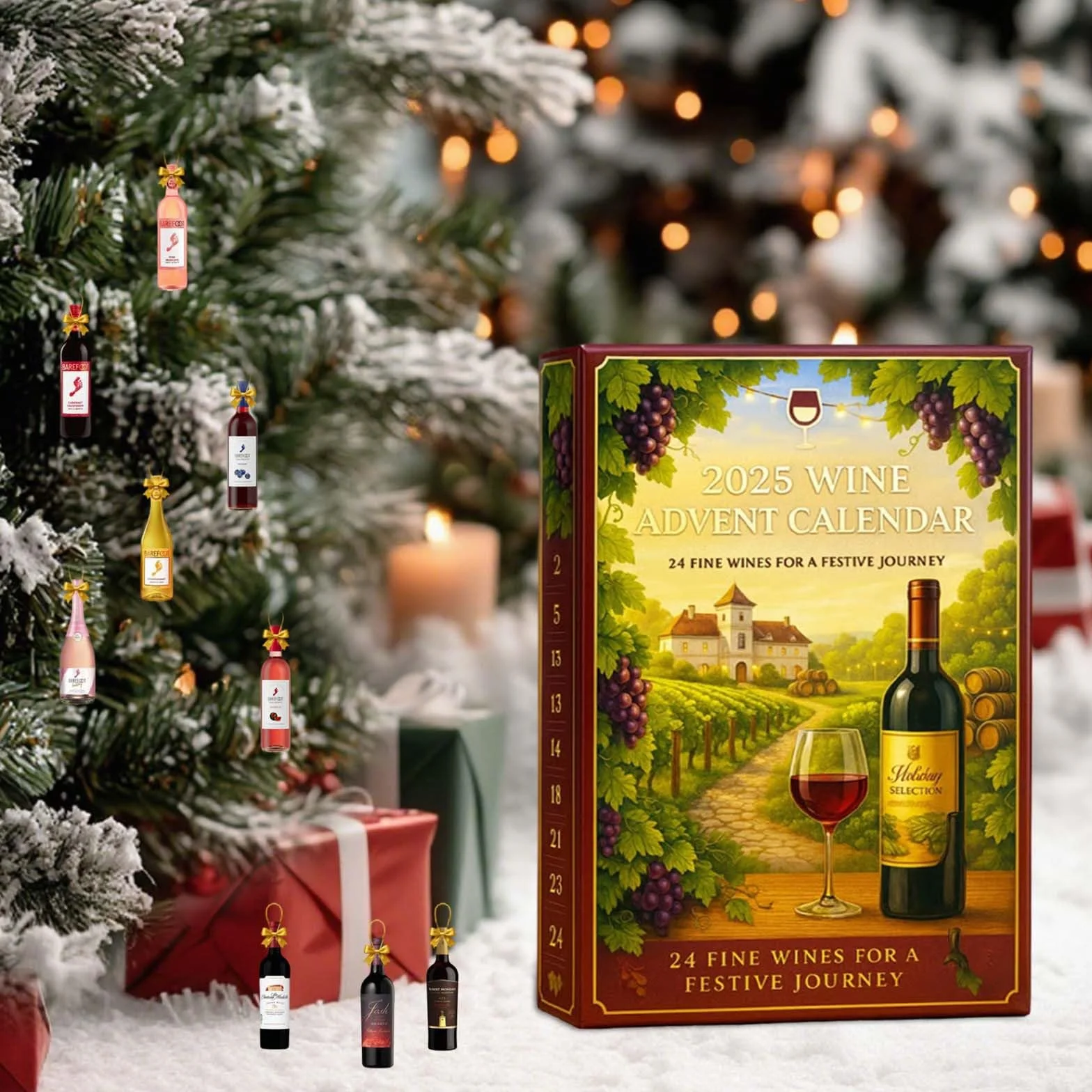 Calendario de Adviento de vino 2025, caja de 24 días, viaje de degustación diaria