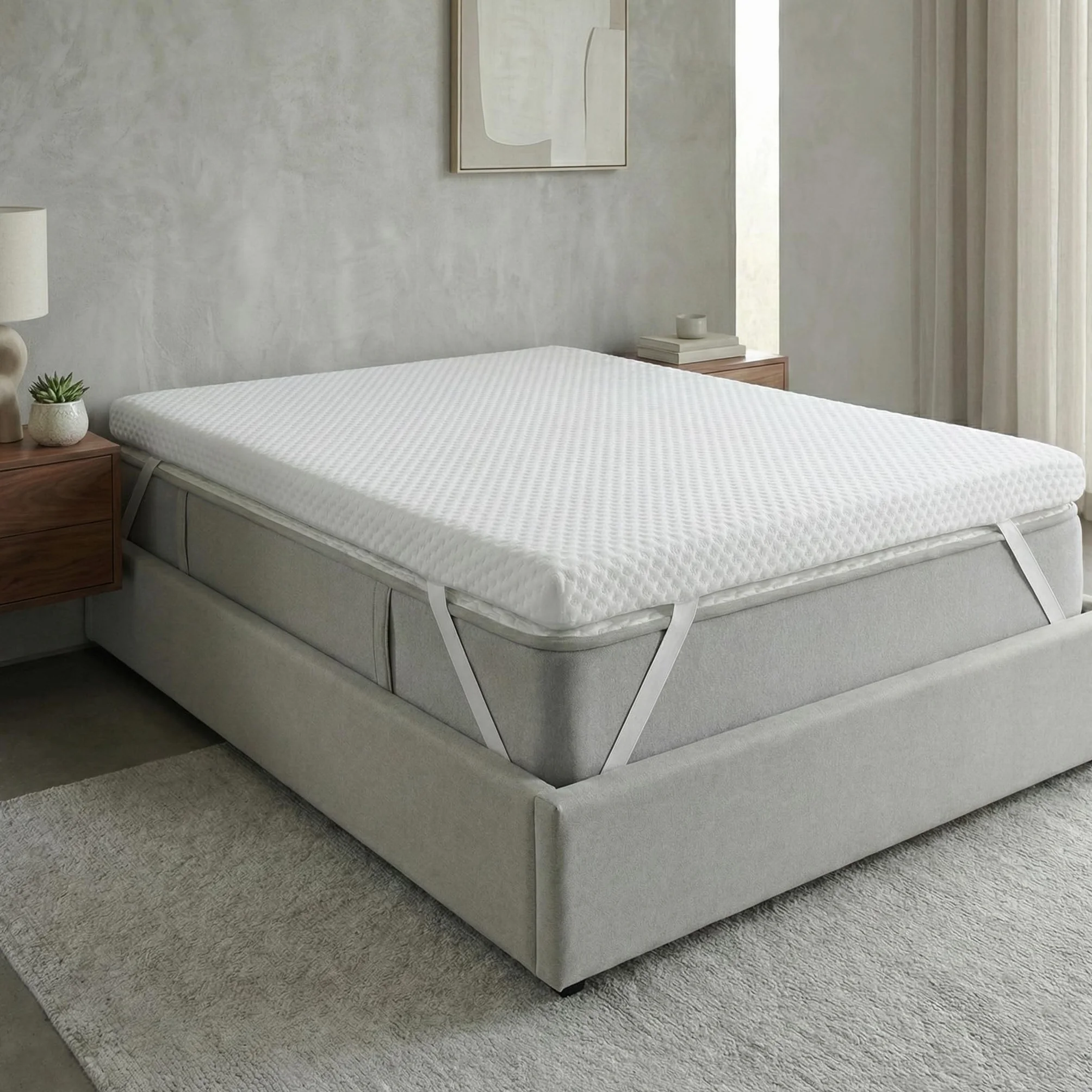 Topper Viscoelástico 135x190 cm – Grosor 8 cm | Fabricado en España | Alivia la Presión | Reduce la Tensión Corporal | 100 % Viscoelástica | Funda Transpirable Desenfundable y Lavable | CertiPUR