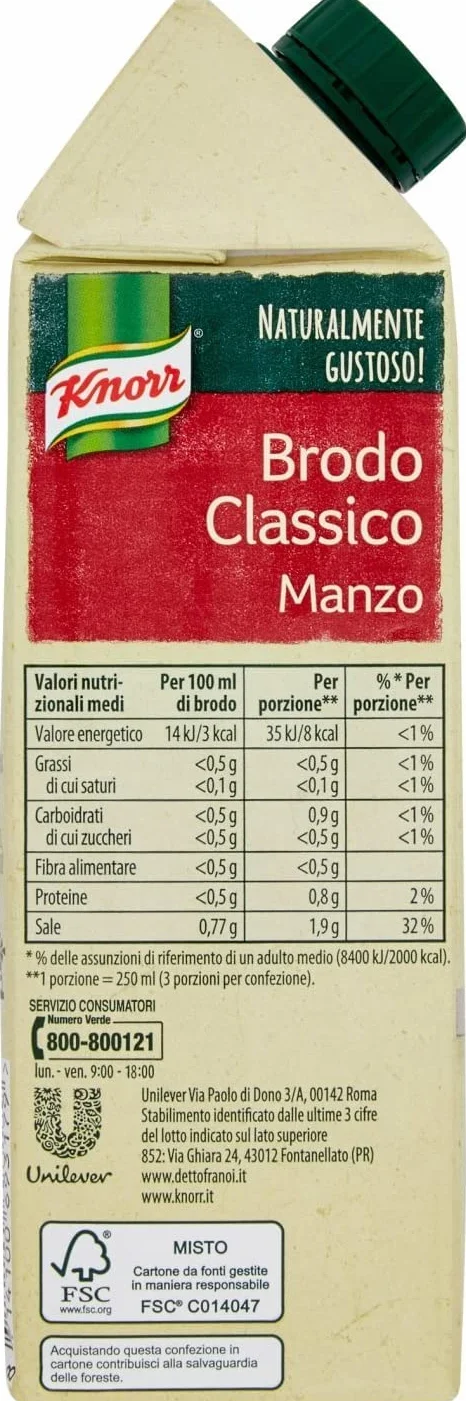 Knorr Brodo Manzo 6 caldo de ternera líquido 100% ingredientes naturales sin gluten brik 750 ml