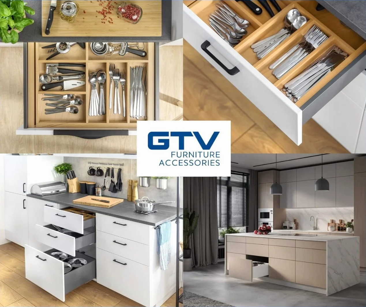 GTV - Sistema de Cajones Axis Pro, Juego de Cajones, Extracción Total y Amortiguación Integrada, Carga hasta 40 kg, Cajones Deslizantes con Cierre Suave - Ancho 550 mm, Alto 168 mm, Blanco