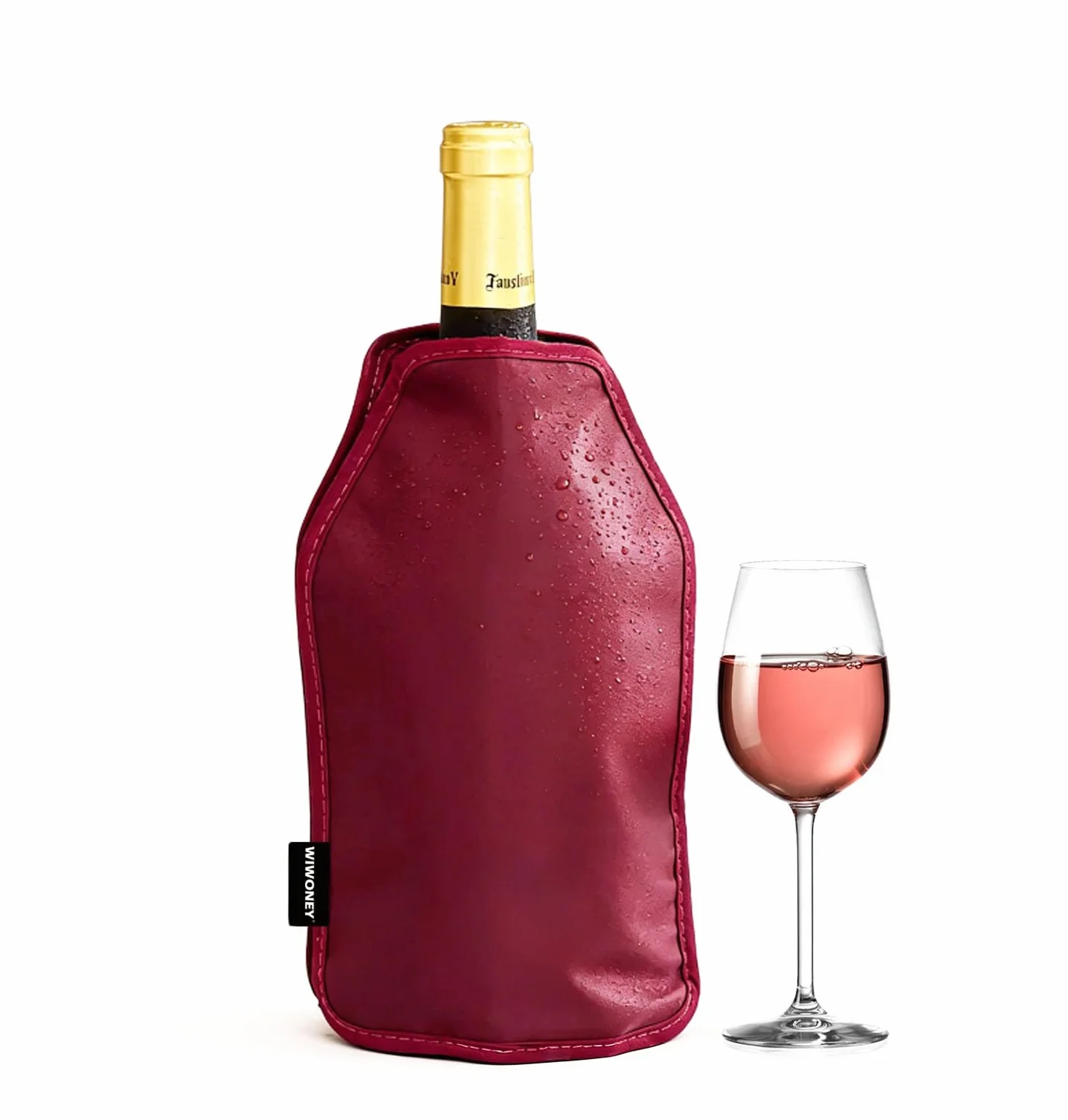 Enfriadora de Botellas de Vino Magnum, Funda Enfriadora de Gel No Congelable, Nailon, Rojo Vino