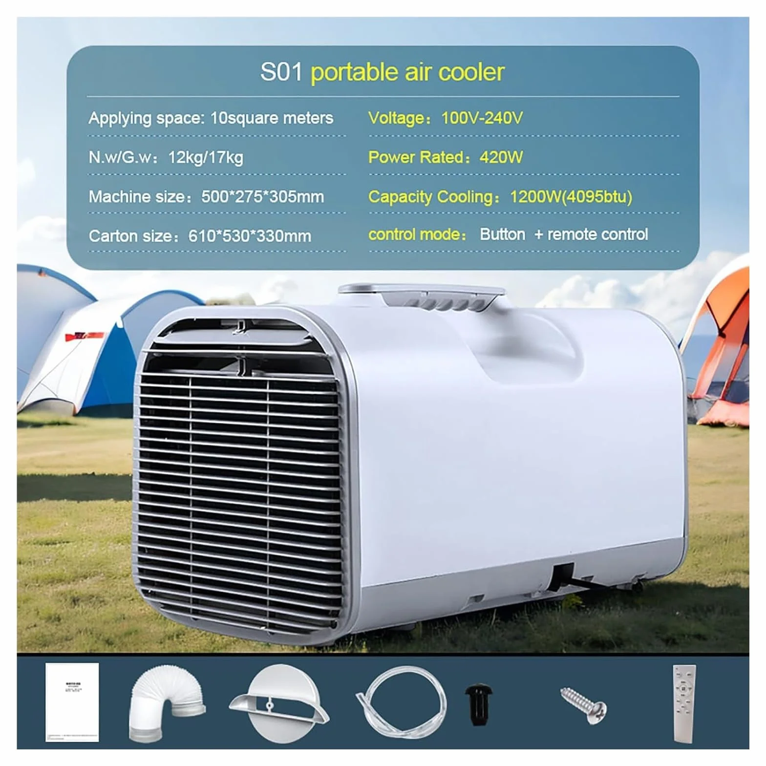 Aire acondicionado portátil, deshumidificador de aire acondicionado de enfriamiento rápido, 5100BTU ac 600W, consumo de energía, mini aire acondicionado portátil para carpa, camper, coche
