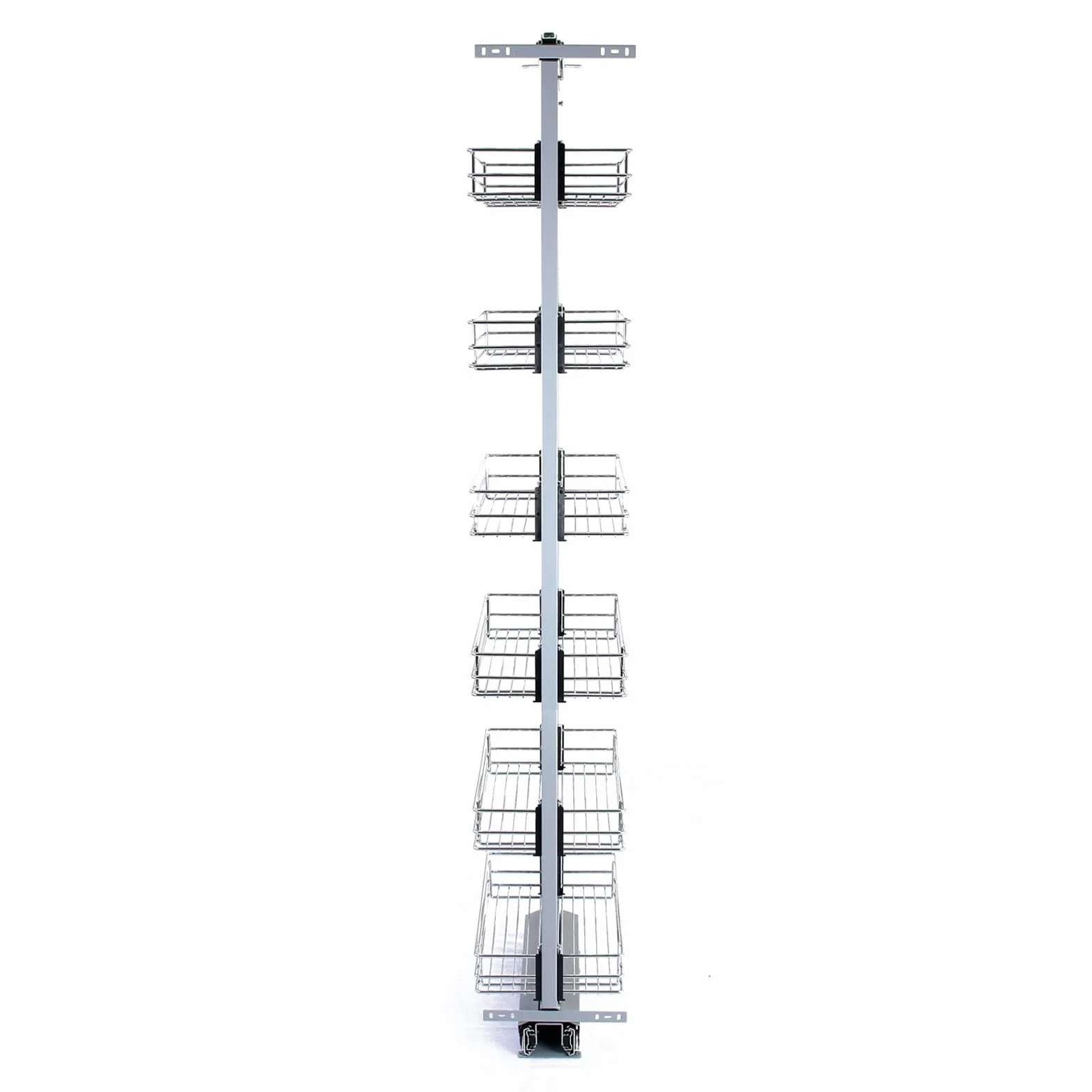 Columna Despensero Extraíble de Cocina en Acero Inoxidable con 6 Cestos 46cm x 25,2cm x 190-220cm Altura Regulable Armario Mueble Almacenaje Almacenamiento Cocina con Tornillos y llave Allen Gratis