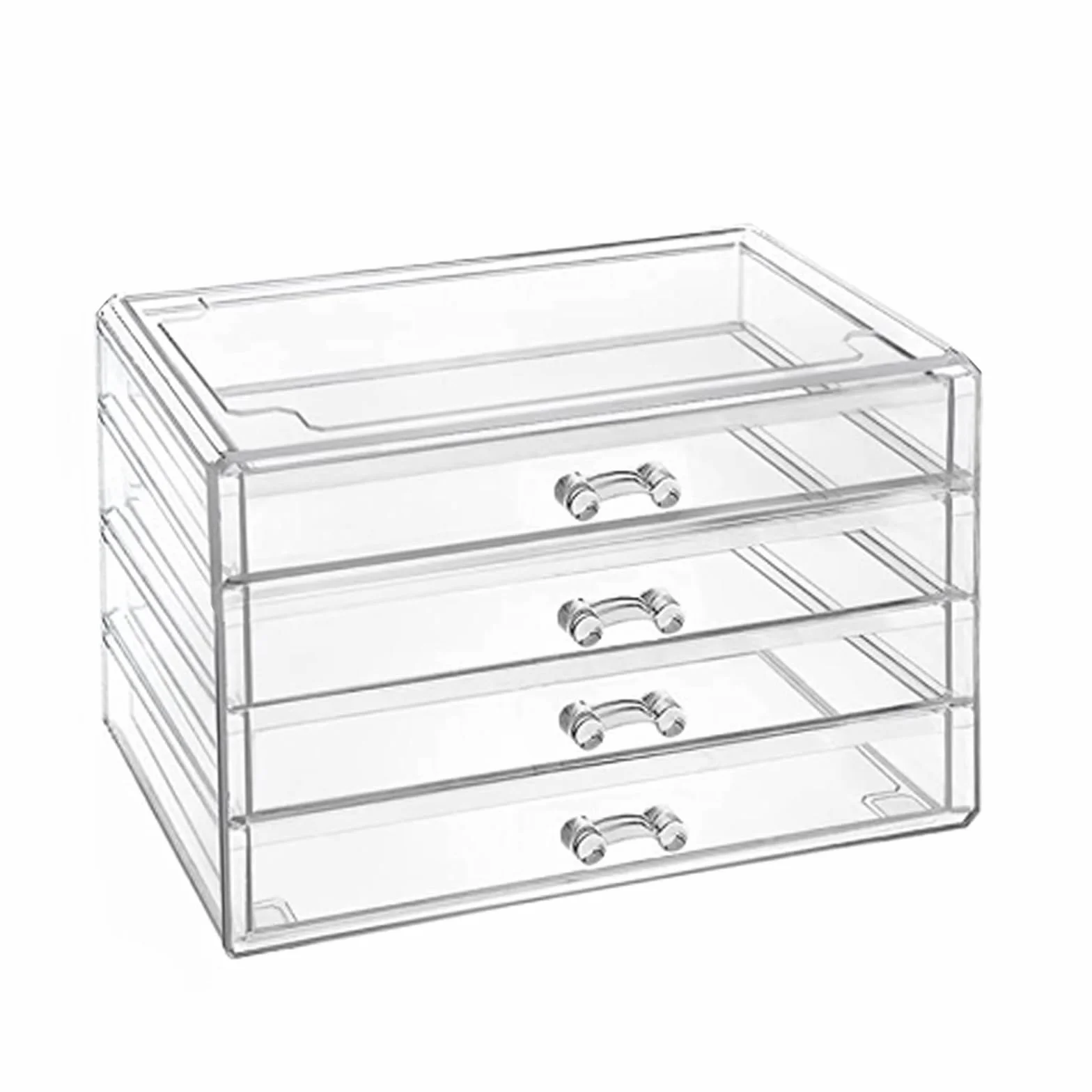 Organizador de Maquillaje Cosméticos Caja Grande 4 Cajones,Acrílico Transparente (4 Cajones)