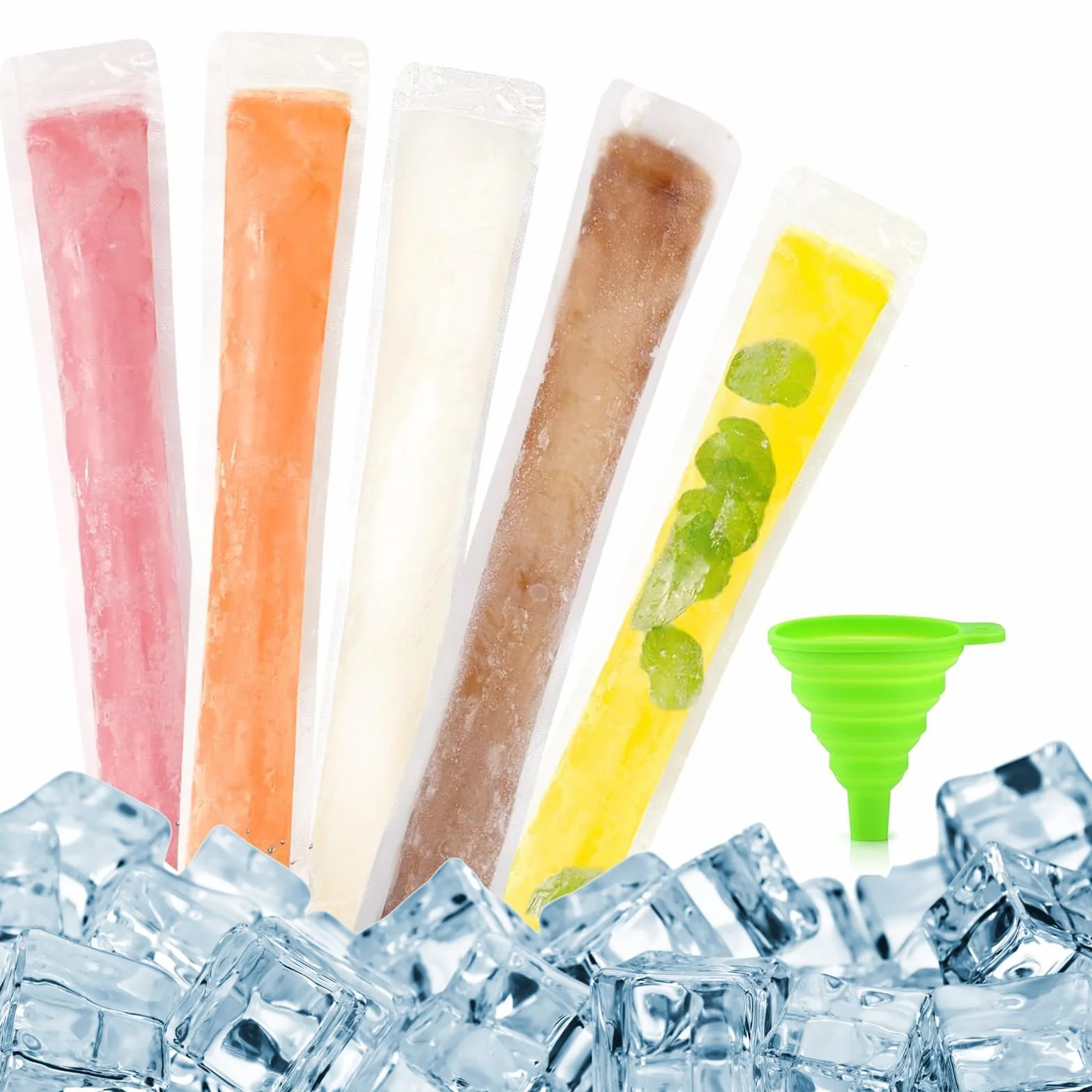 Bolsas para helados largos con embudo para moldes de hielo
