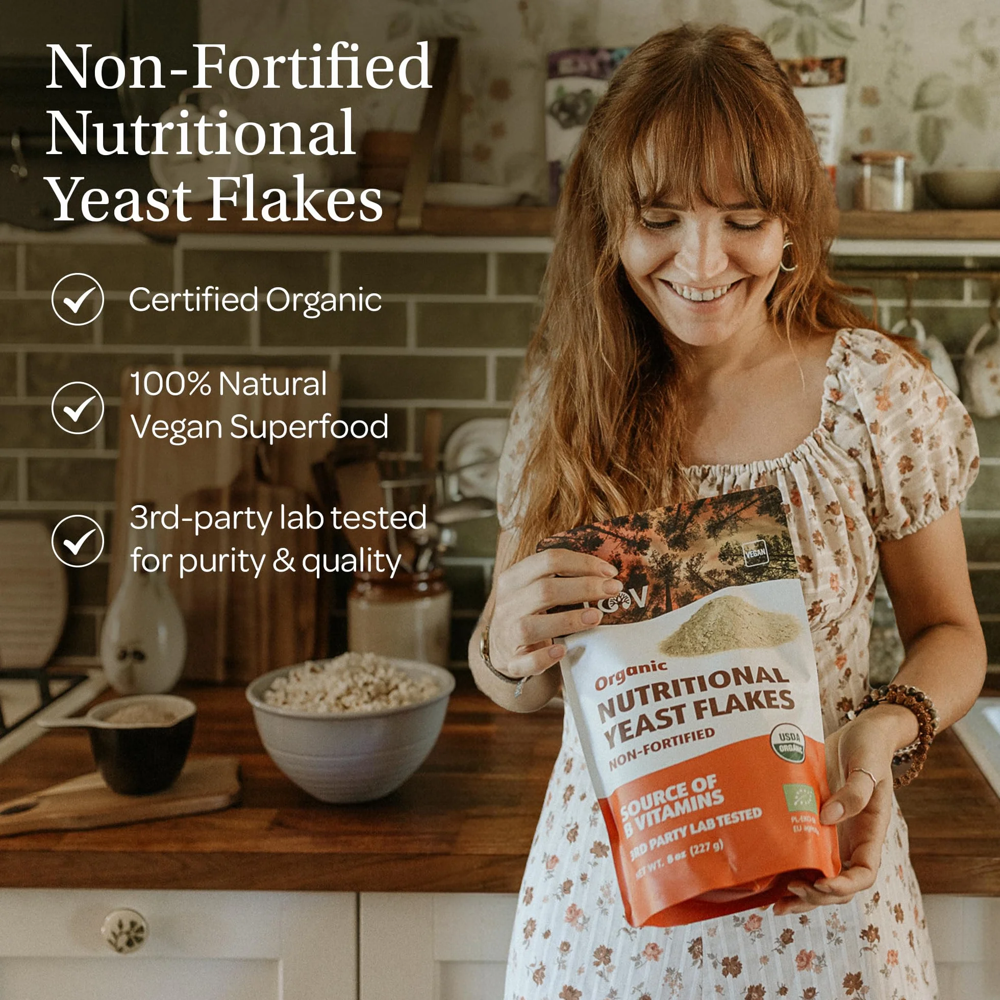 LOOV Copos de Levadura Nutricional Orgánica No Fortificada Tostado Vegano Sin Gluten 227 gr