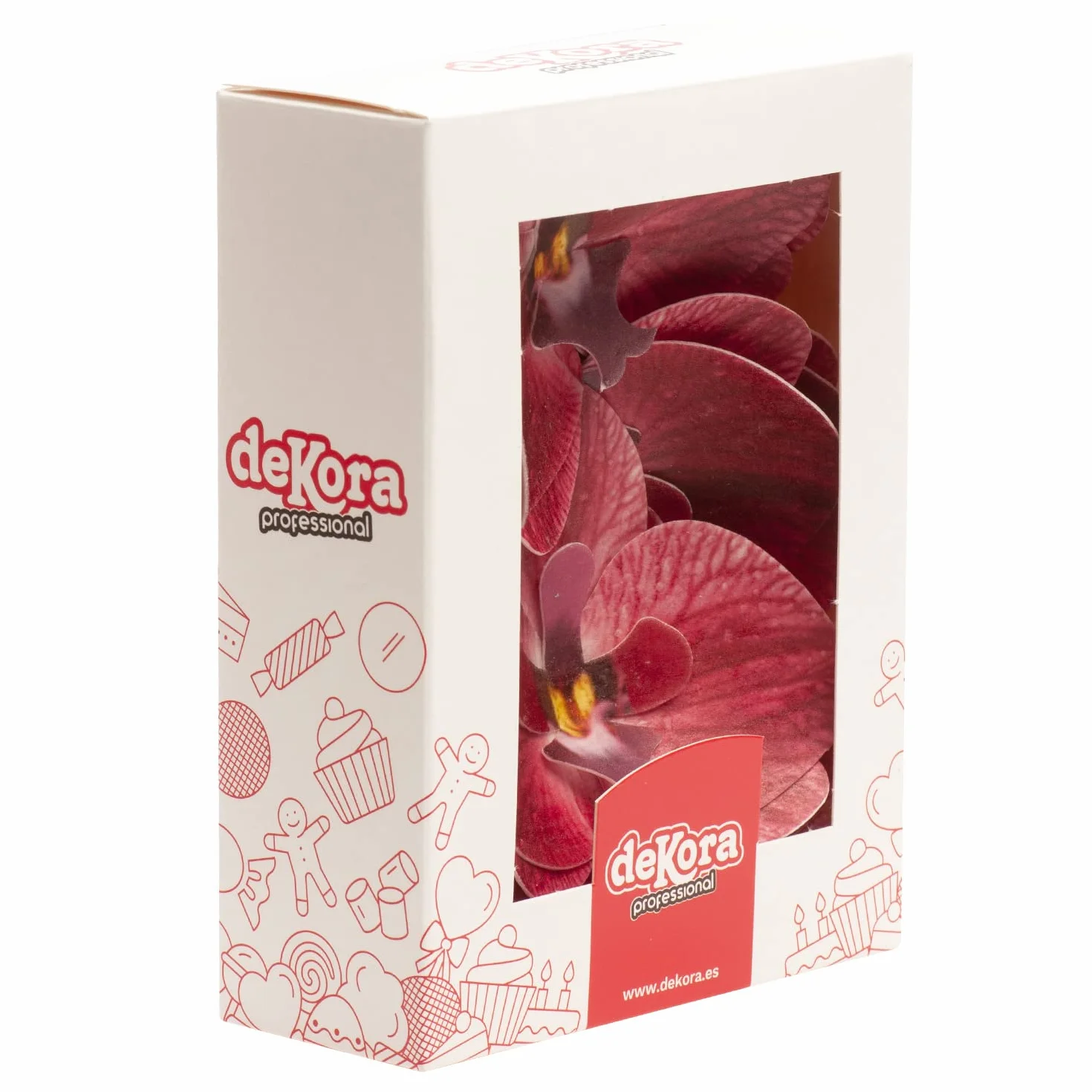 Flores Comestibles para Tartas, 10 Orquídeas Burdeos de Oblea 8.5x7.5cm, Sin Azúcar, Sin Gluten, Sin Lactosa