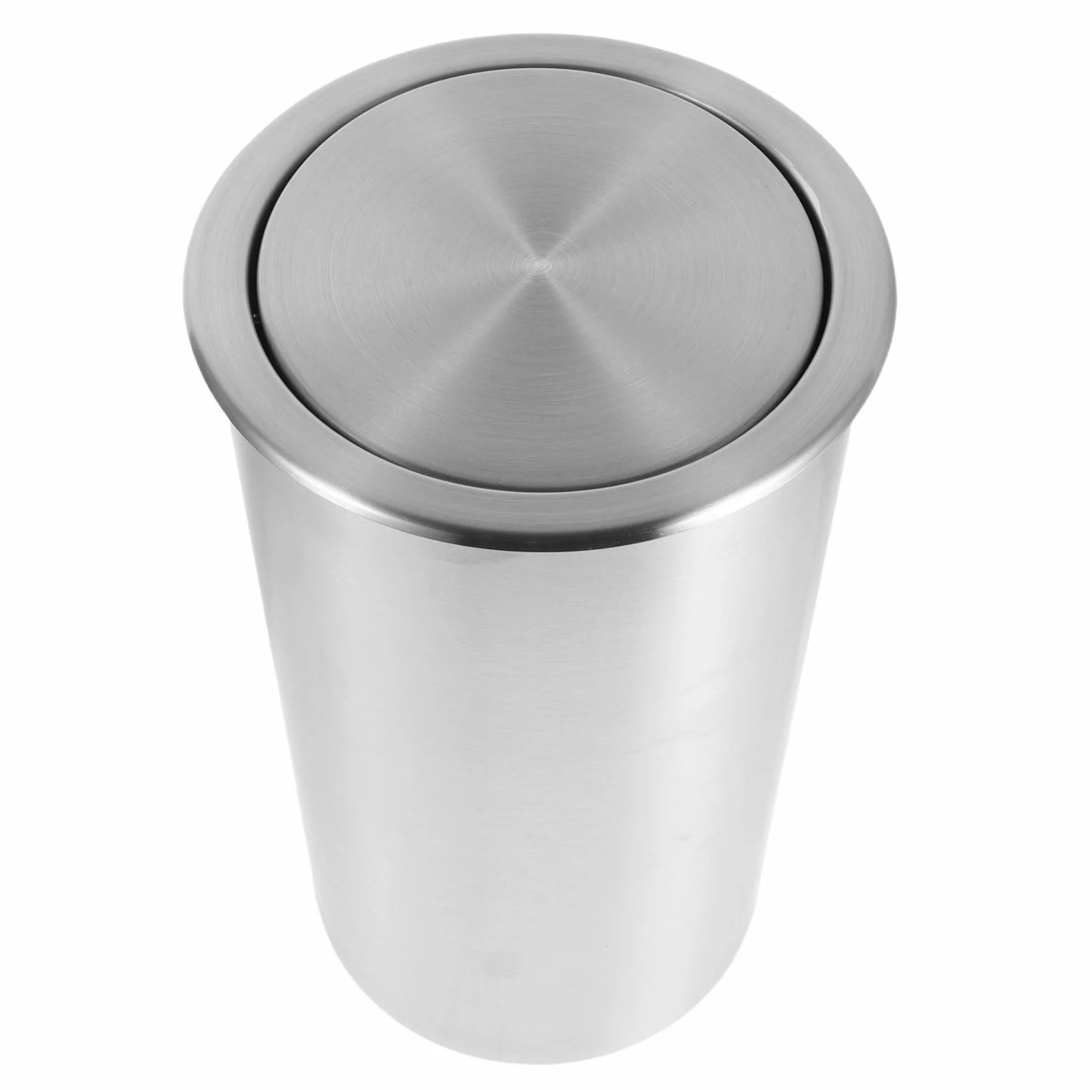 Toyvian Cubo de Basura Redondo de Acero Inoxidable de 5,5 L Tapa Abatible para Encimera, Diseño Empotrado, Fácil Limpieza, Adecuado para Cocina y Restaurante