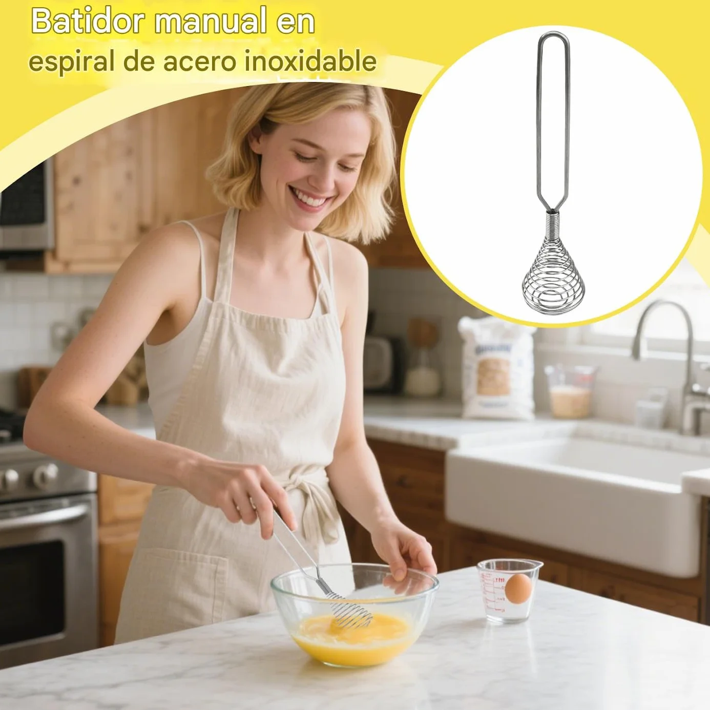 Batidor de Huevos,Batidor De Globos Manual Para Mezclar - De Mano Para Leche Cocina Reposteria Batir Mezclar Espumar Para Hogar Restaurante