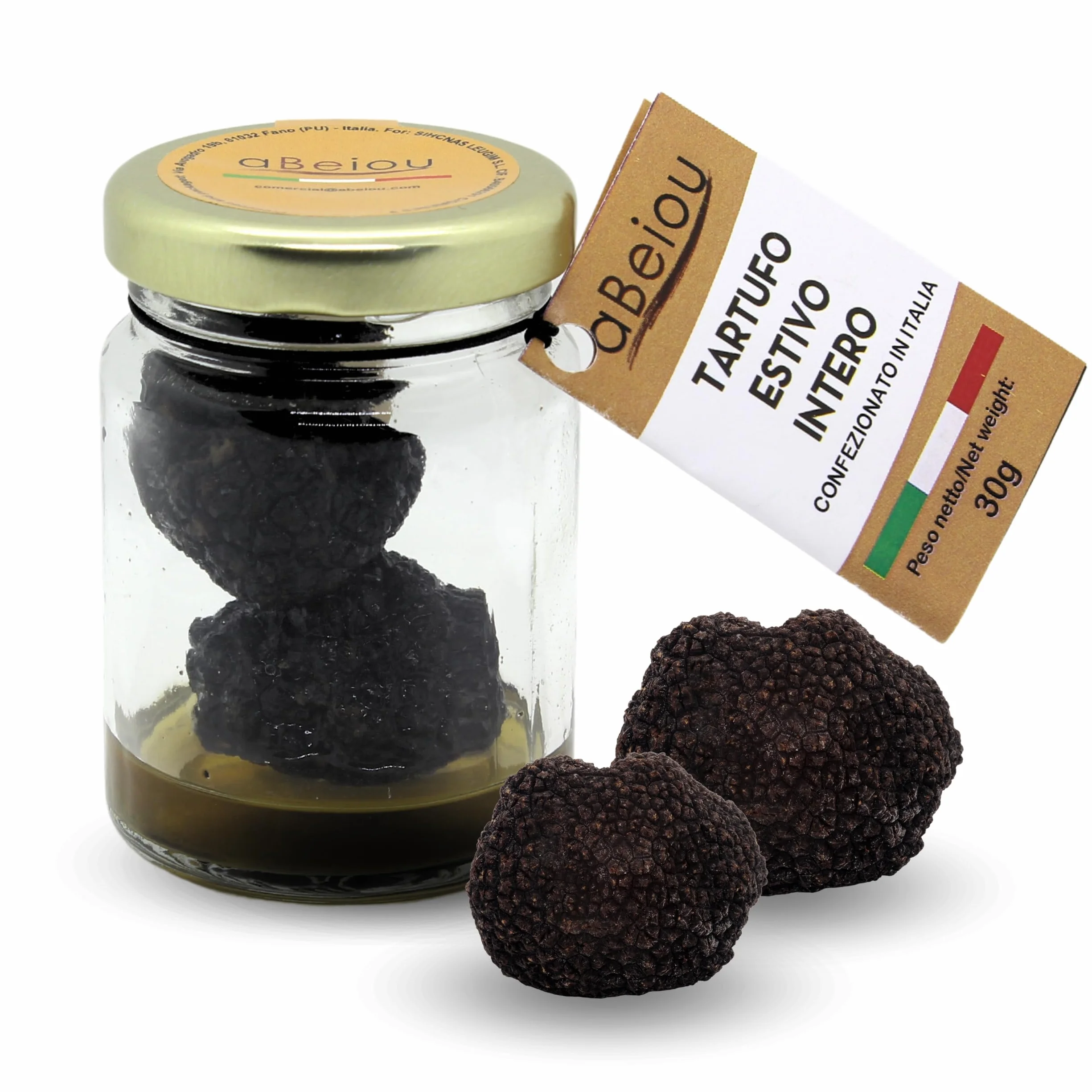 Tuber Aestivum Trufas Negras Enteras 30g 100% italiano gourmet salmuera vegano sin gluten
