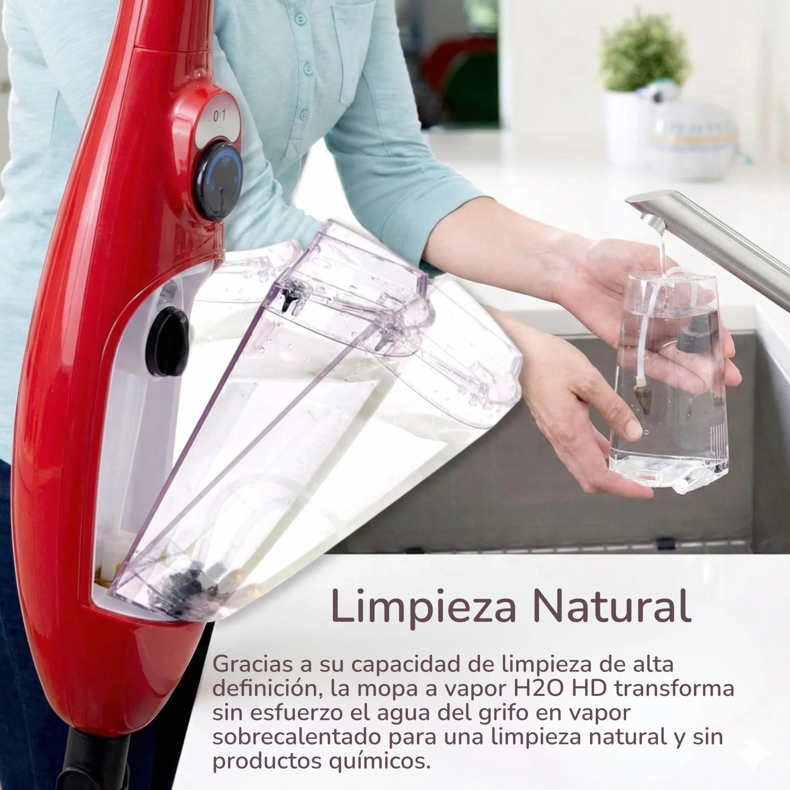 H2O X5+ Mopa A Vapor Y Limpiador De Mano 2 En 1 Rojo – Limpiador A Vapor Multifunción Suelos Alfombras Ventanas – Calienta En 15 Segundos – Sin Químicos