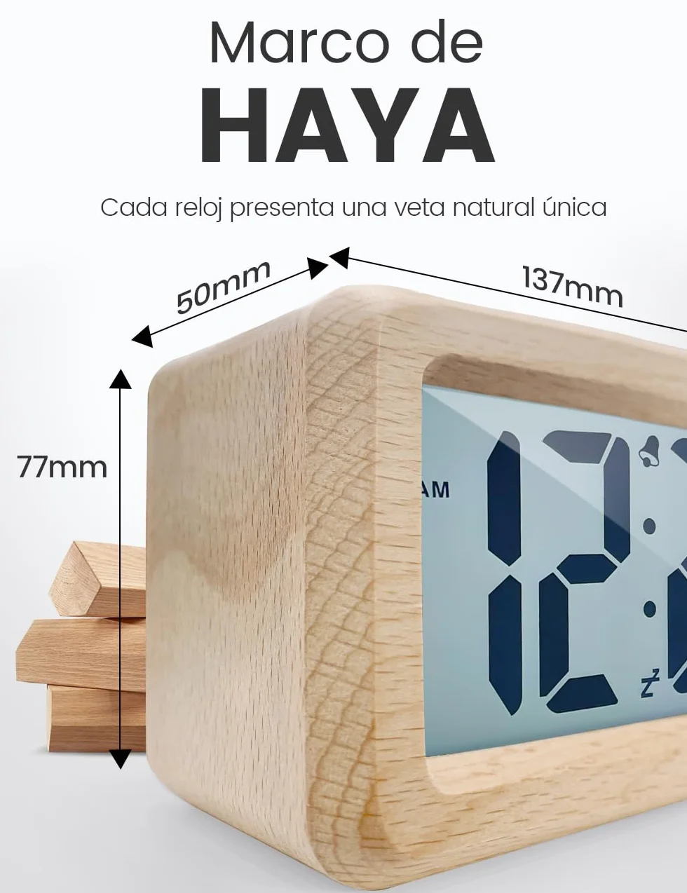 aboveClock Reloj Despertador Digital, Despertador con Pantalla LED de Temperatura, Pantalla Grande, Reloj Despertador Pilas Brillo Regulable, Función Snooze【3 × AAA Baterías Necesarias】