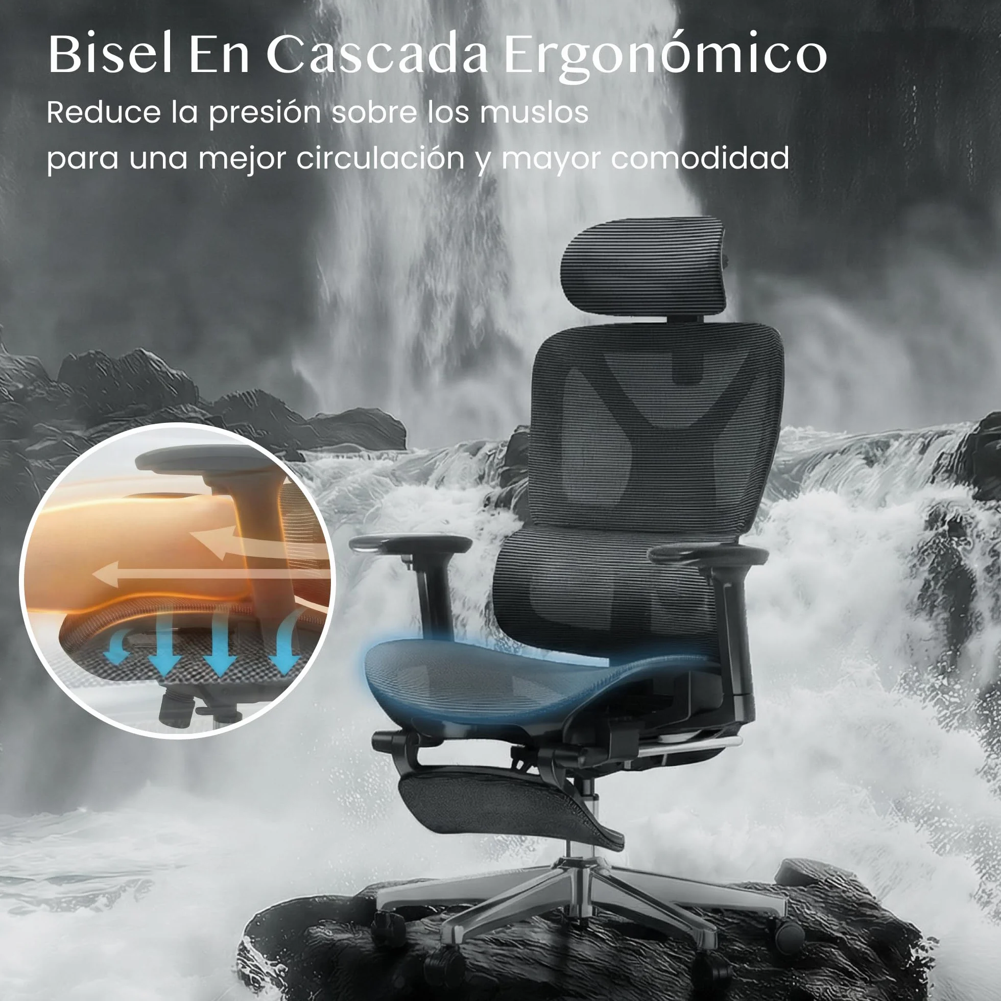 FLEXISPOT ErgoX Silla Escritorio Ergonómica con Reposapiés, Soporte Lumbar, Reposabrazos 3D, Inclinación 135°, Gris