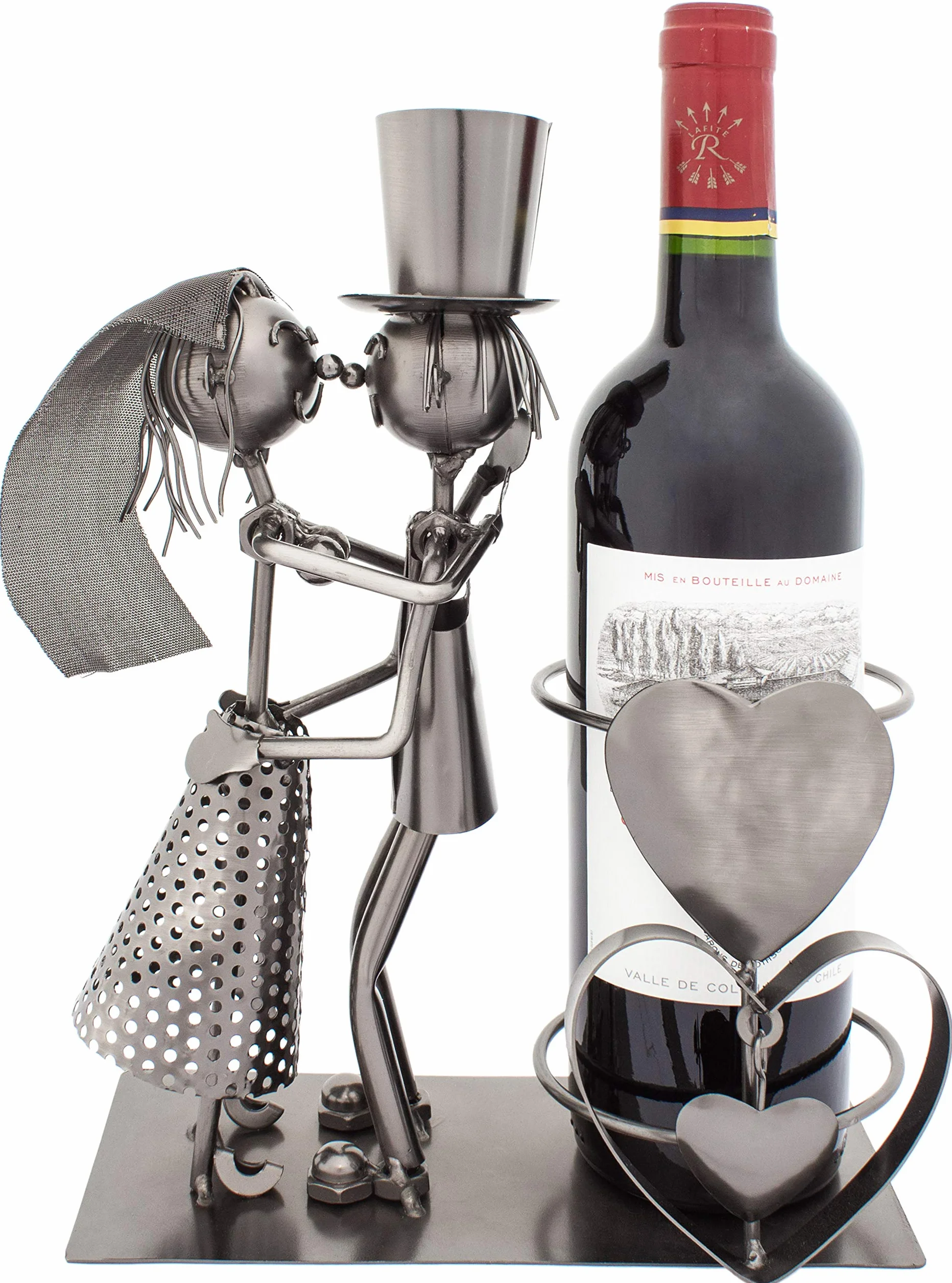 BRUBAKER Portabotellas de dos piezas para vino diseño Boda escultura metal tarjeta