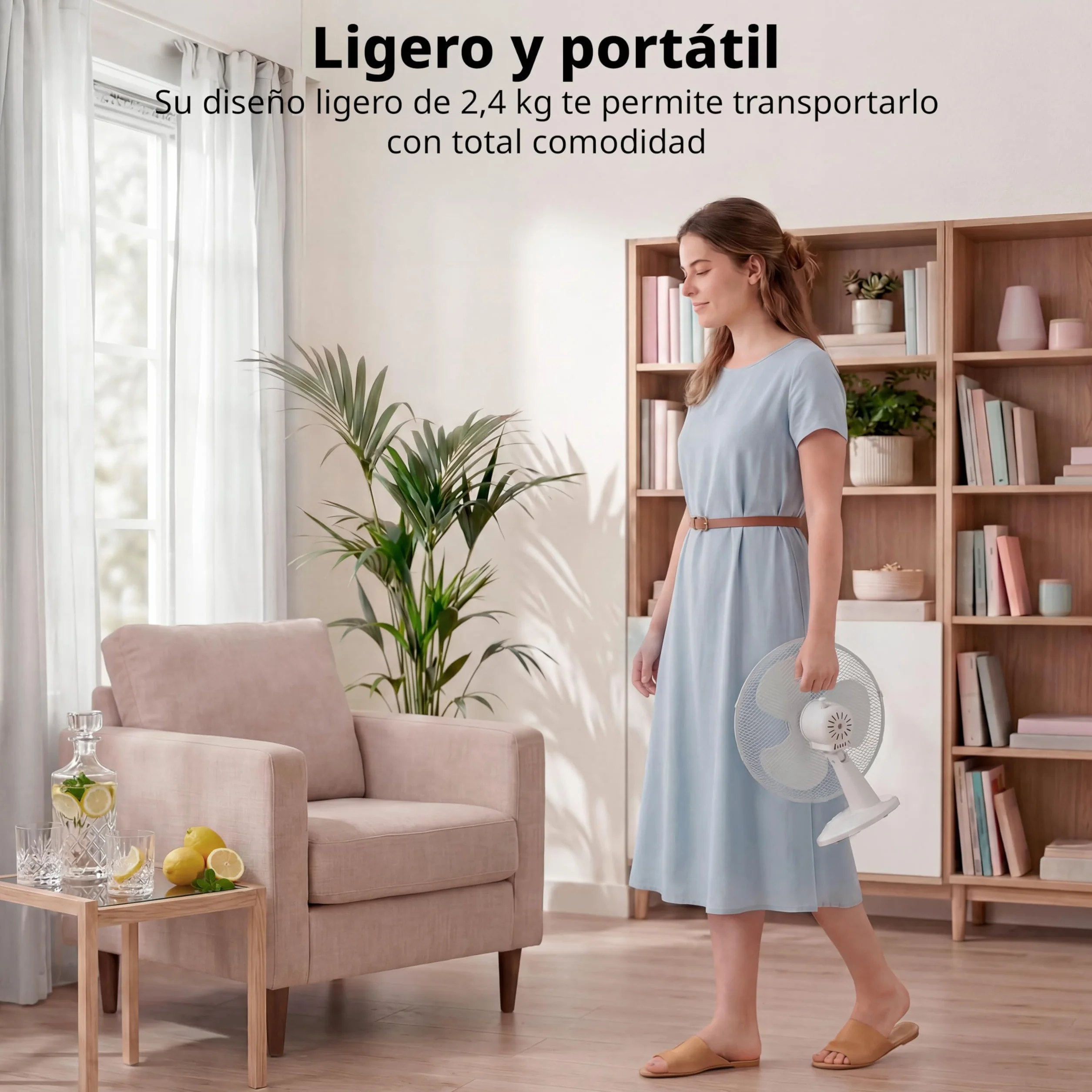 COMFEE Ventilador de Mesa 25W 23cm 2 Velocidades Oscilación 90º Silencioso