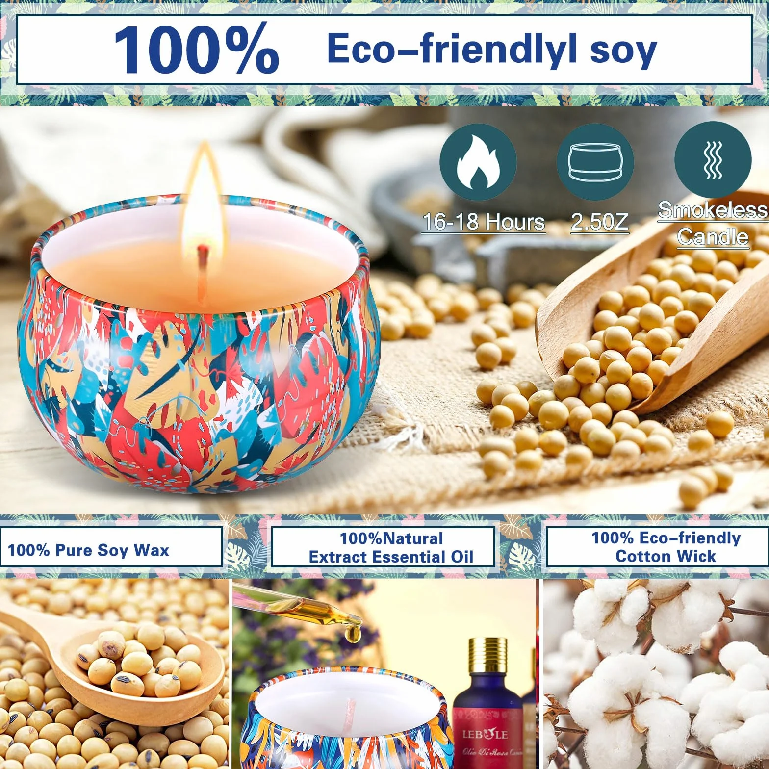 ENCOUN 9 Piezas Velas Aromáticas, Regalo de Aromaterapia, Cera de Soja Decorativas, Juego Perfumado Para Yoga, Boda, Cumpleaños, Navidad