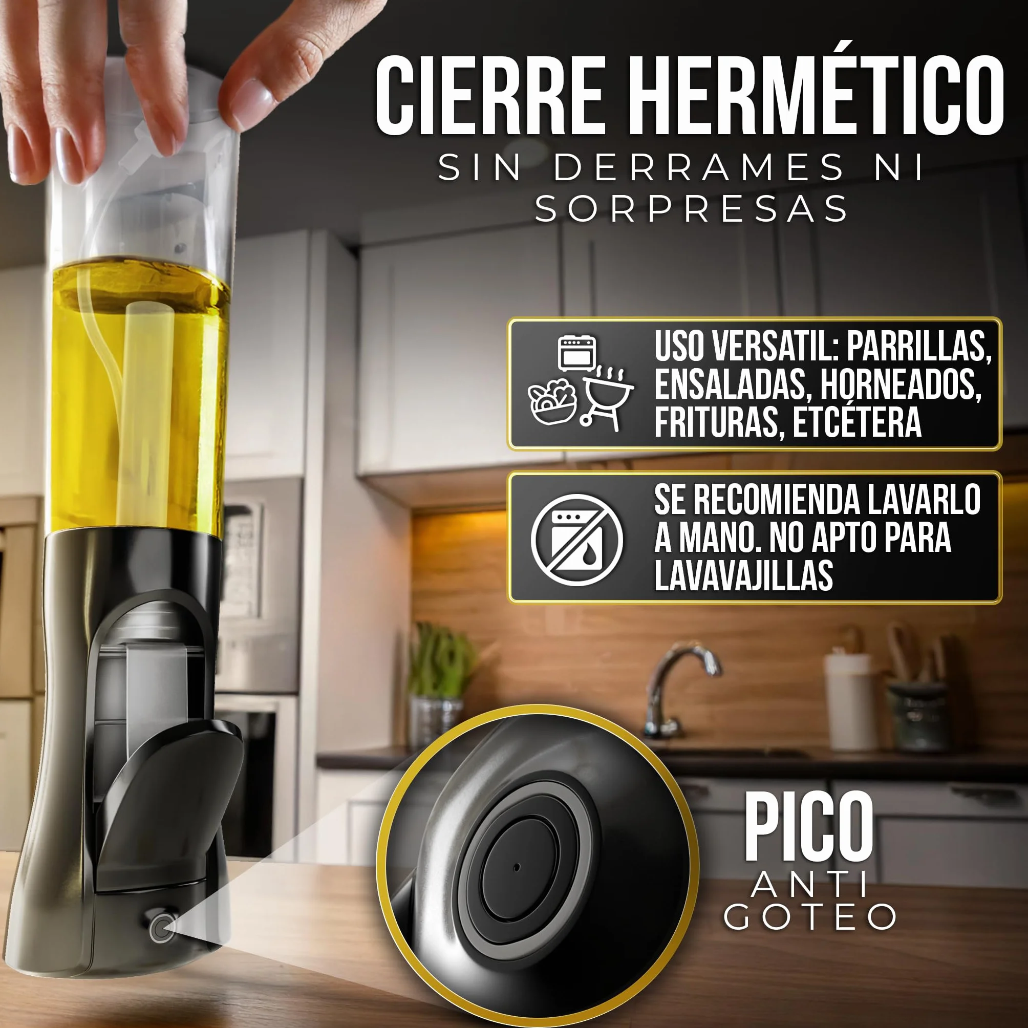 ActivoTex Pulverizador Aceite Spray Cocina 300 ml Dispensador Aceitera Botella Dosificador Aceite Oliva Vaporizador