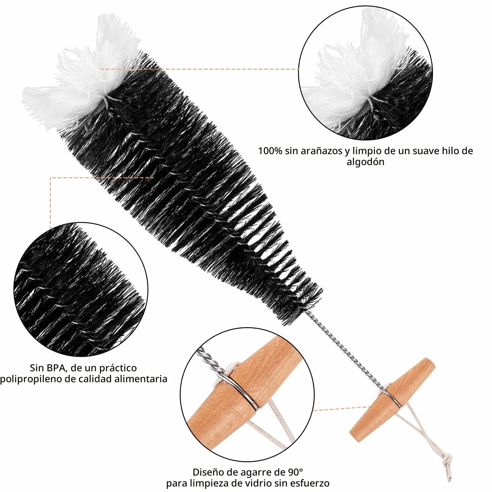 Cepillo para Botellas de Cristal, Limpiador Compatible con Sodastream, 2 Piezas