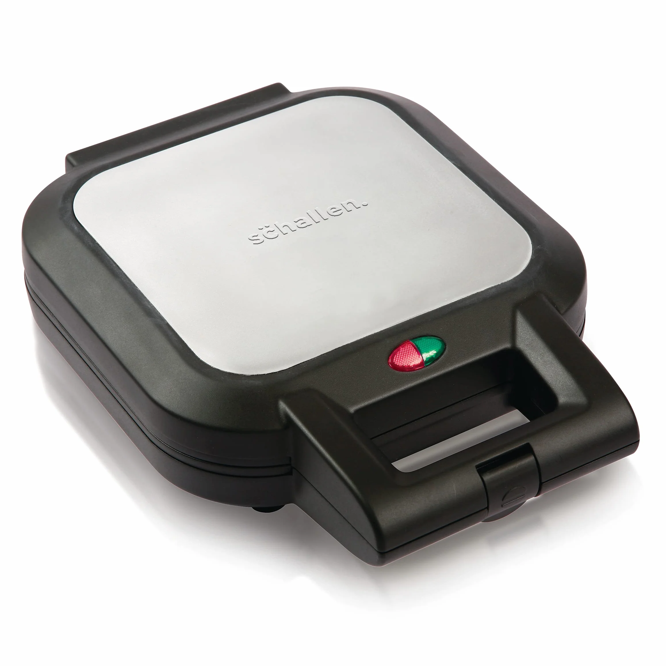 Schallen Máquina eléctrica grande para hacer pasteles de llenado profundo antiadherente de 1200 W | Hornea pasteles británicos tradicionales | Plata y negro con placas recubiertas de mármol