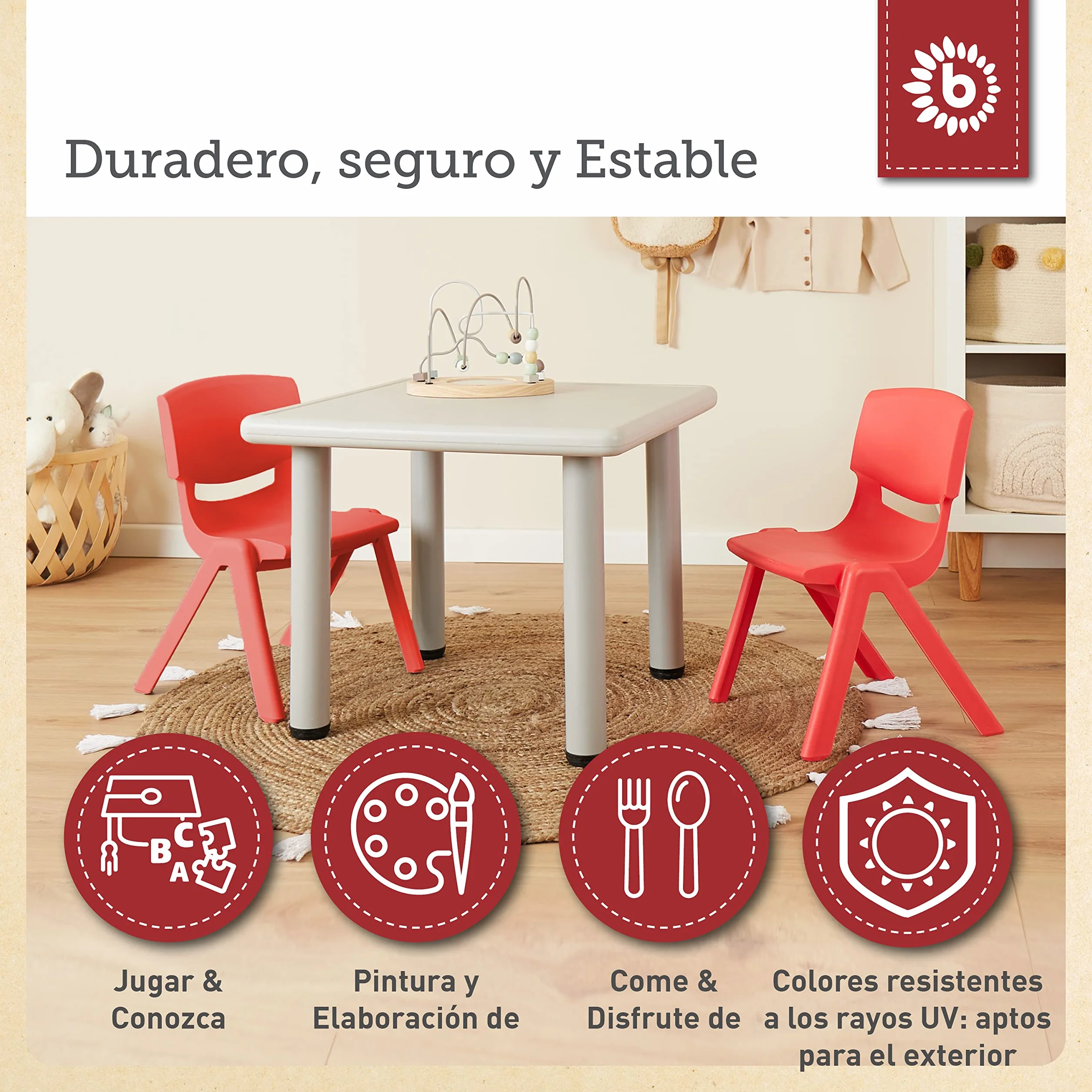 Bieco Silla para niños hasta 80 kg cargable | apilable y antivuelco | para Interior y Exterior | Silla niños Infantil Silla Escritorio Juvenil sillas de plastico Silla niño Silla plastico Infantil