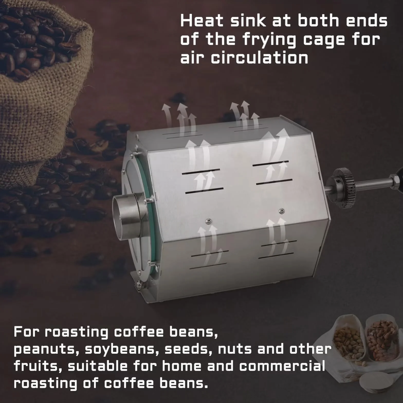 Tostador Eléctrico de Granos de Café 800 G con Termómetro, Acero Inoxidable