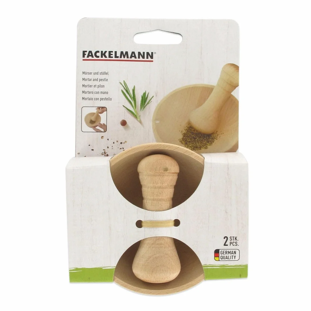 Fackelmann 30965 - Mortero y maza de Madera, 10 x 4 centímetros