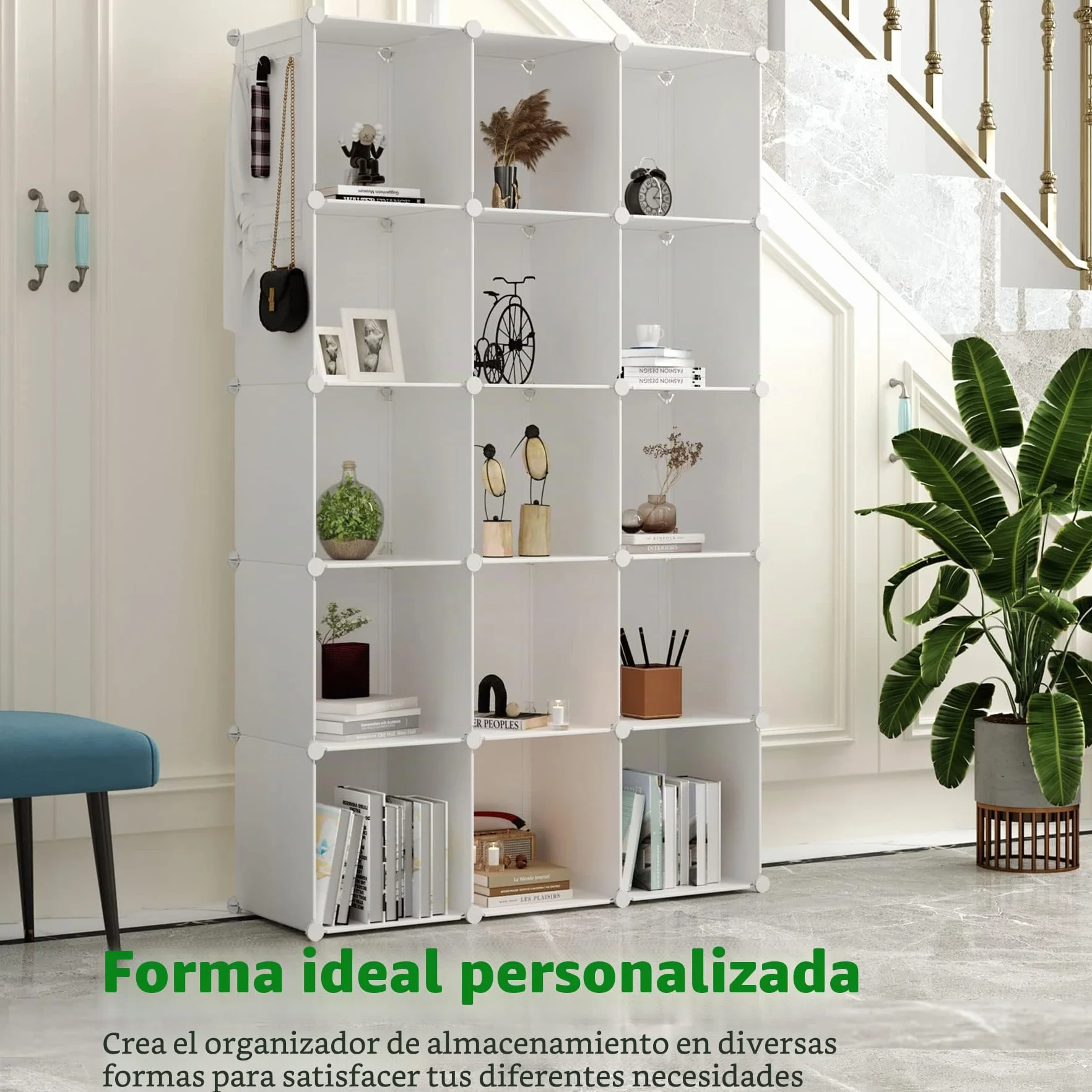 C&AHOME C&HOGAR Organizador de Almacenamiento en Cubos 16 Cubos 48.4 L x 12.4 W x 48.4 H Armario