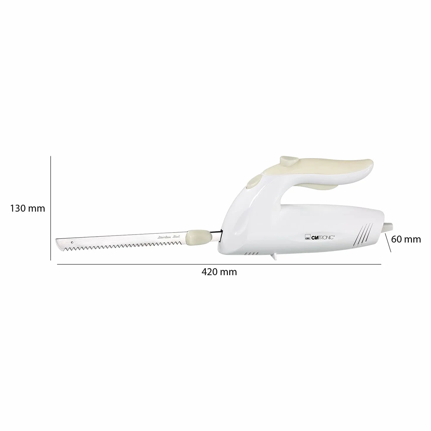 Cuchillo eléctrico para carne y pan con doble hoja de acero inoxidable, incluye paño de cuidado, cuchillo electrónico, potente motor de 150 W, silencioso, apto para lavavajillas,