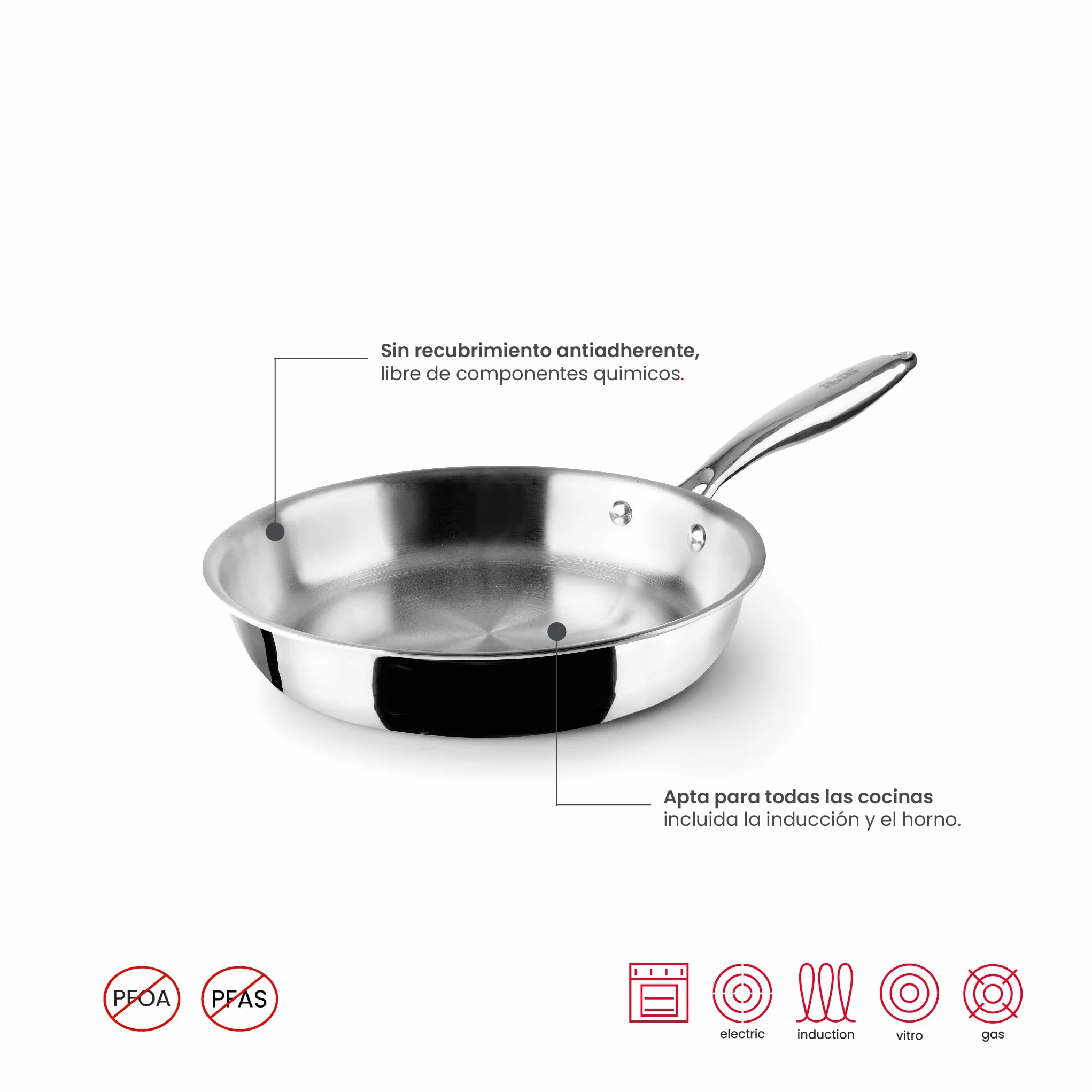 IBILI Sarten tricapa triply 26 cm Acero inoxidable Apto para induccion