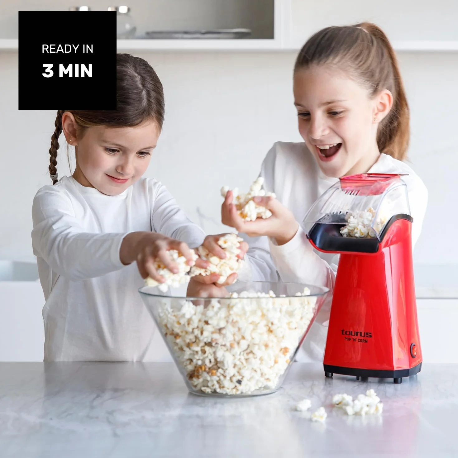 Taurus Pop'N'Corn Palomitero Eléctrico 1100W Aire Caliente Sin Aceite Compacto Rojo