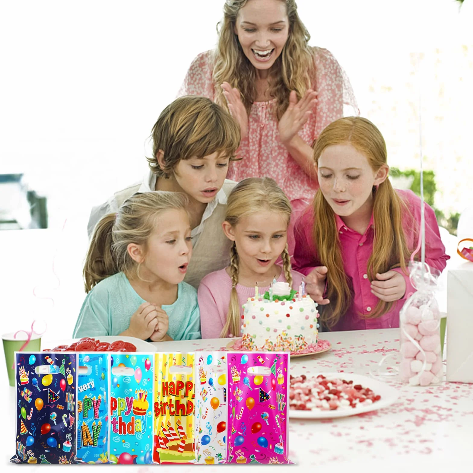 Annhao 30 Piezas Bolsas Regalo Cumpleaños, Bolsas de Regalo para Fiestas or Plástico Bolsitas Caramelos de Niños para Regalos fiestas de cumpleaños, Navidad, bodas, Bolsas galletas