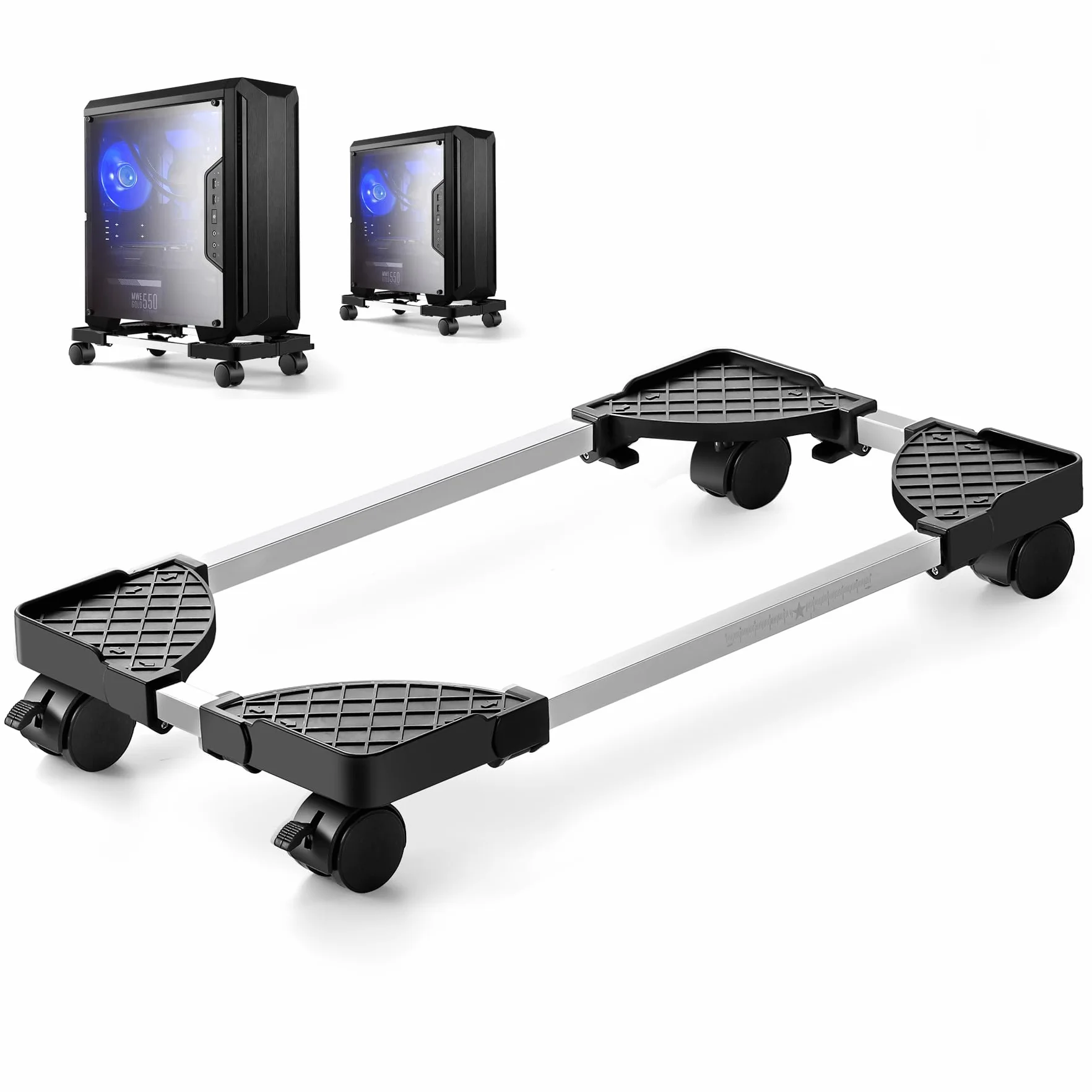 Soporte para PC bajo mesa ajustable con ruedas hasta 25kg negro