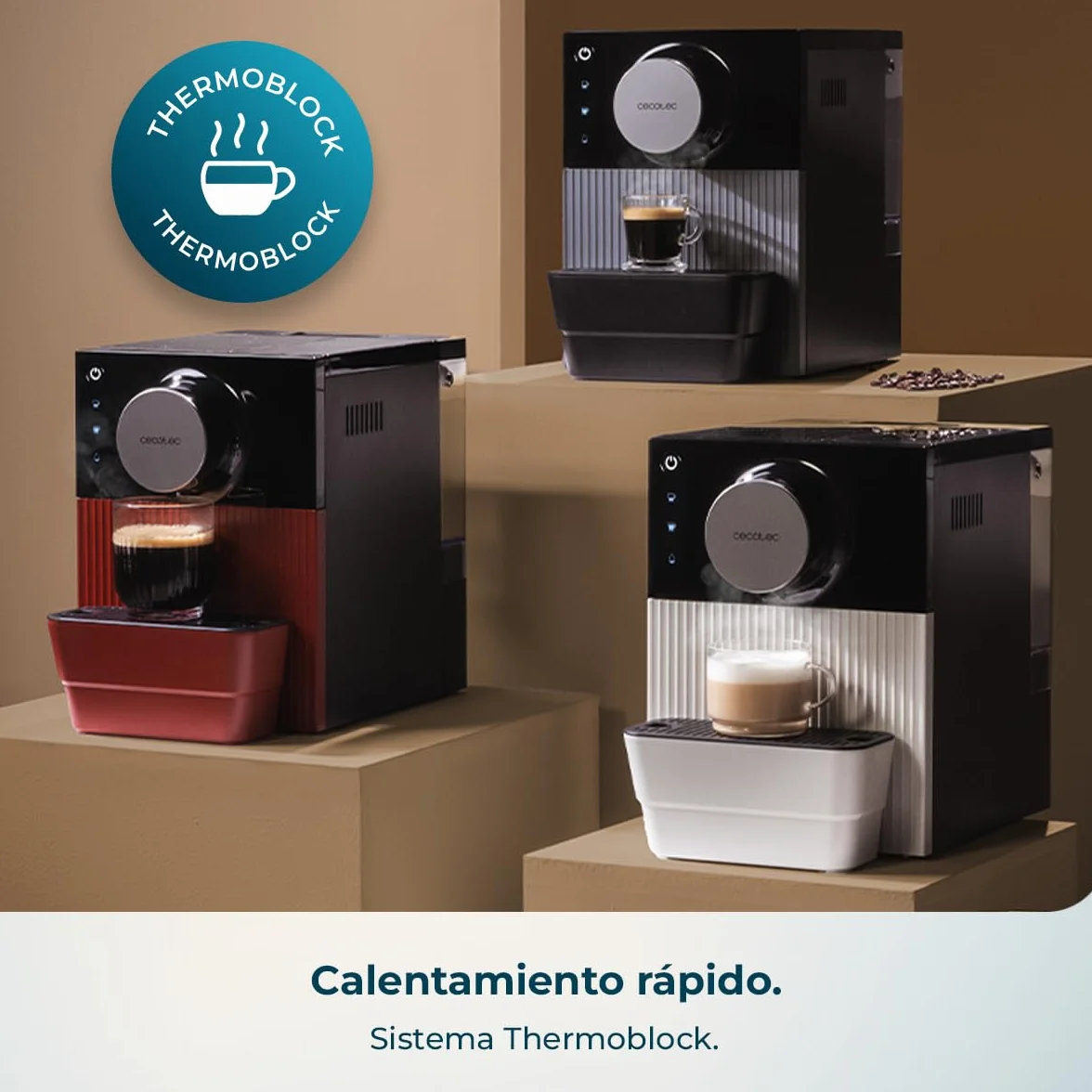Cecotec Cafetera Superautomática Compacta Cremmaet Cube Red 1350W 19 Bares Termoblock