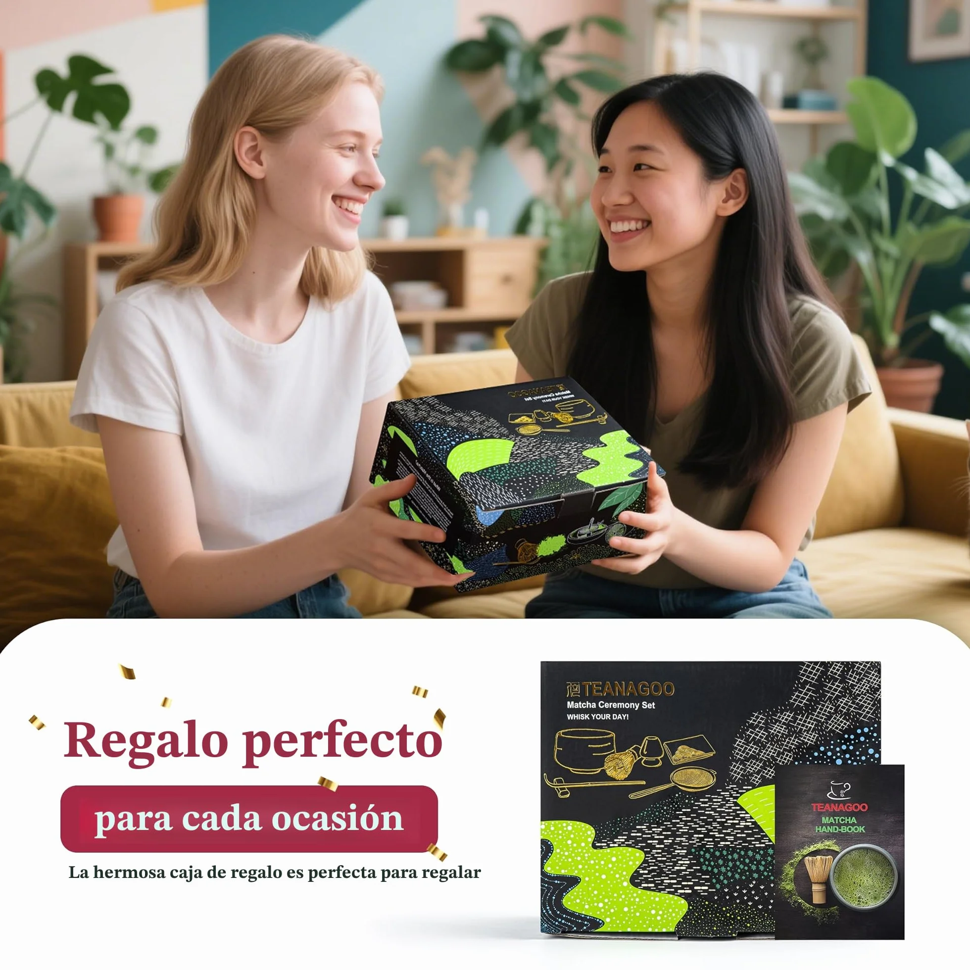 Juego de batidor de matcha TEANAGOO de 7 piezas con tazón, batidor de bambú (chasen), cuchara (chashaku)