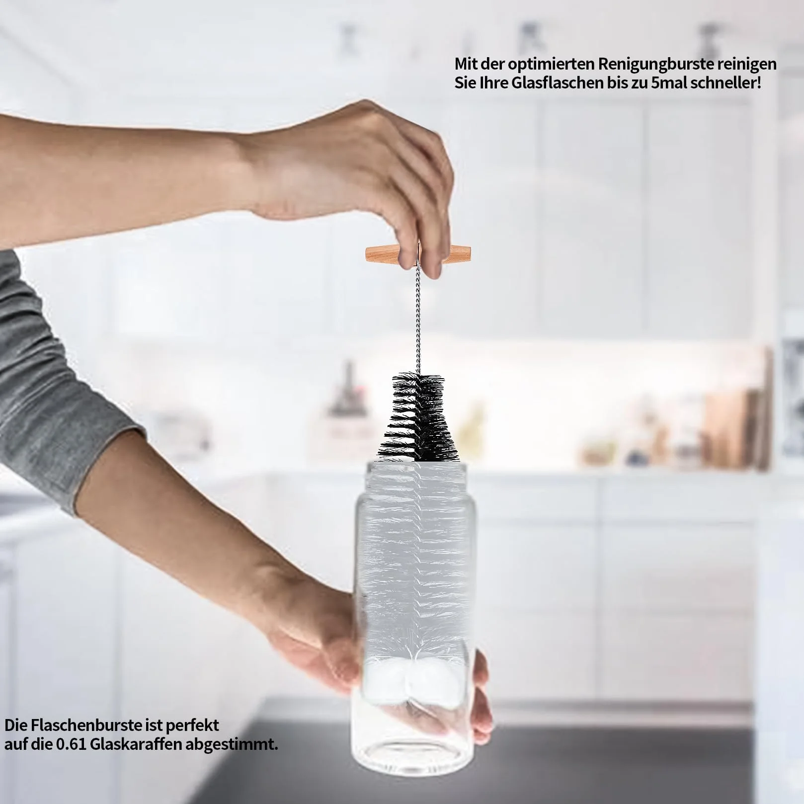 Cepillo para Botellas de Cristal, Limpiador Compatible con Sodastream, 2 Piezas