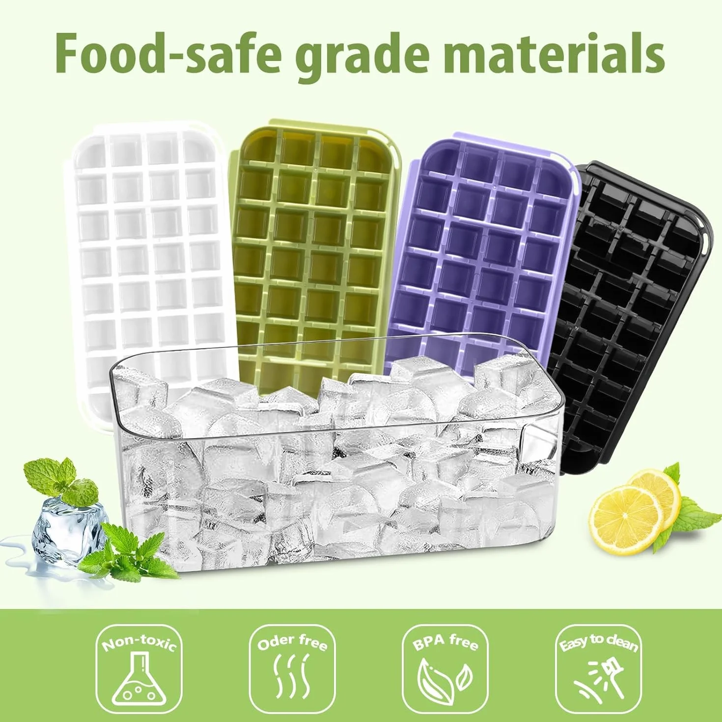 Cubiteras Para Hielo Molde Hielo Reutilizable 64 Cubos Grado Alimenticio Negro