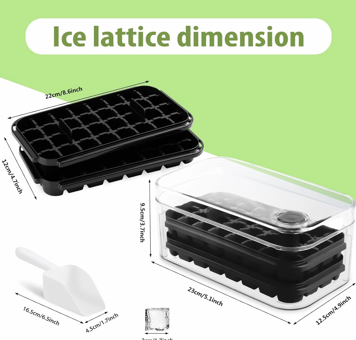 Cubiteras Para Hielo Molde Hielo Reutilizable 64 Cubos Grado Alimenticio Negro