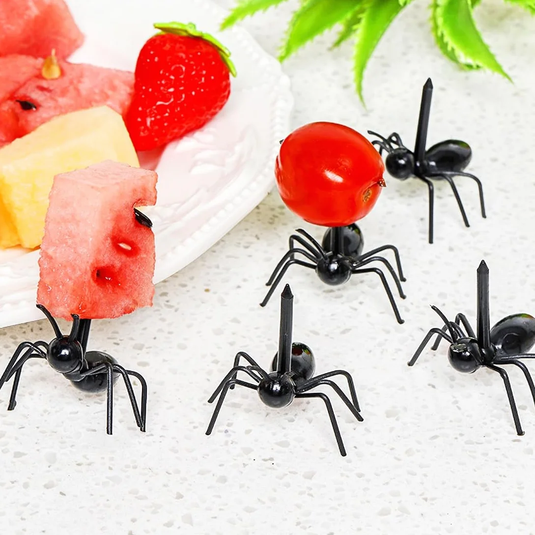 JZK 24 piezas mini tenedores de frutas forma de hormiga para niños