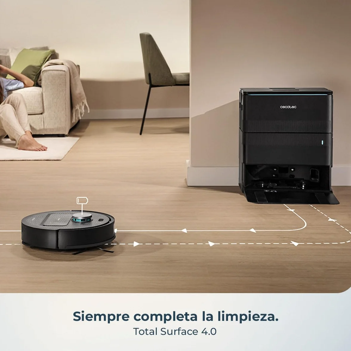 Cecotec Robot Aspirador y Friegasuelos con Base de Autovaciado y App Conga X50 X-Treme. Navegación Láser, Mapeo Interactivo, 15000Pa, Autonomía 240mins, Mopas Elevables, Base con 3 Depósitos