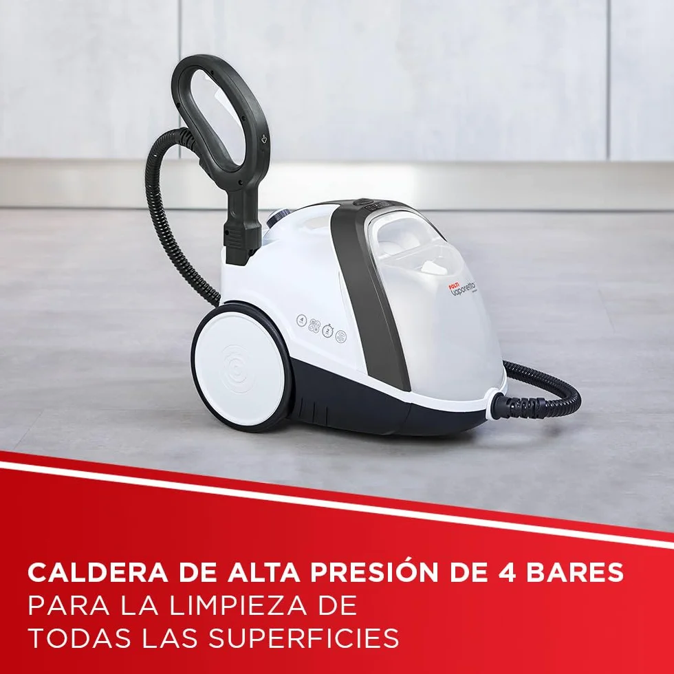 Polti Vaporetto Smart 120 Limpiador a Vapor 4 Bar 1500 W Depósito 2 L Calentamiento 2 Min 14 Accesorios Blanco/Negro
