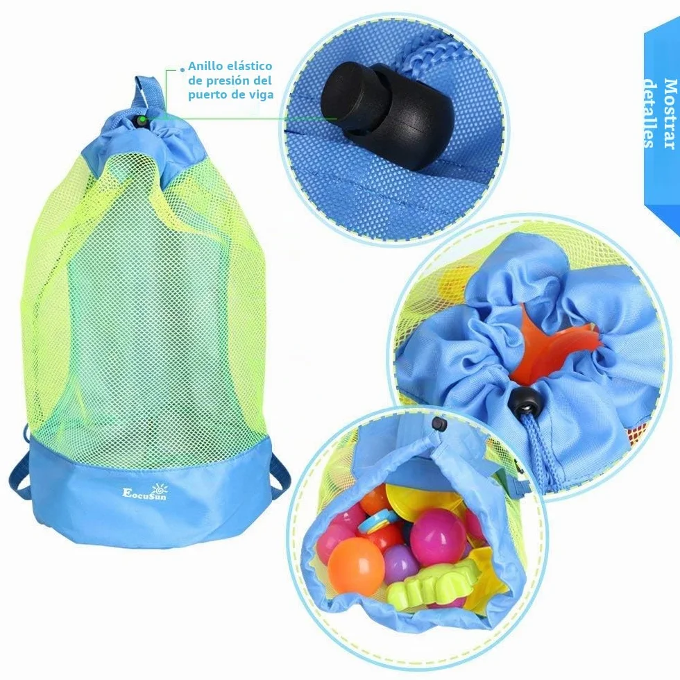 EocuSun Bolsa Grande de Malla para Juguetes de Playa con Cordón Ajustable Mochila Duradera para Niños