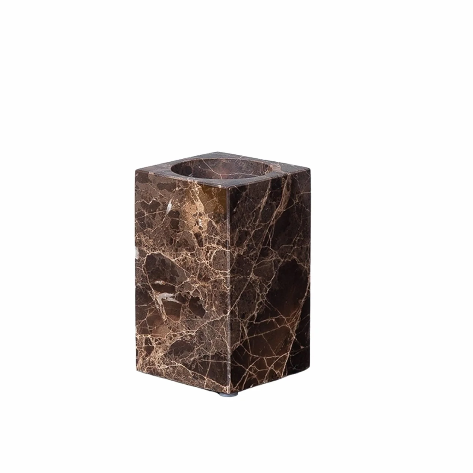 Set Dispensador Jabon Baño Accesorios de baño de mármol natural marrón Dispensador de jabón de mármol de lujo Soporte for cepillo de dientes Juego de bandeja for jabonera for baño(Teacup-Square)