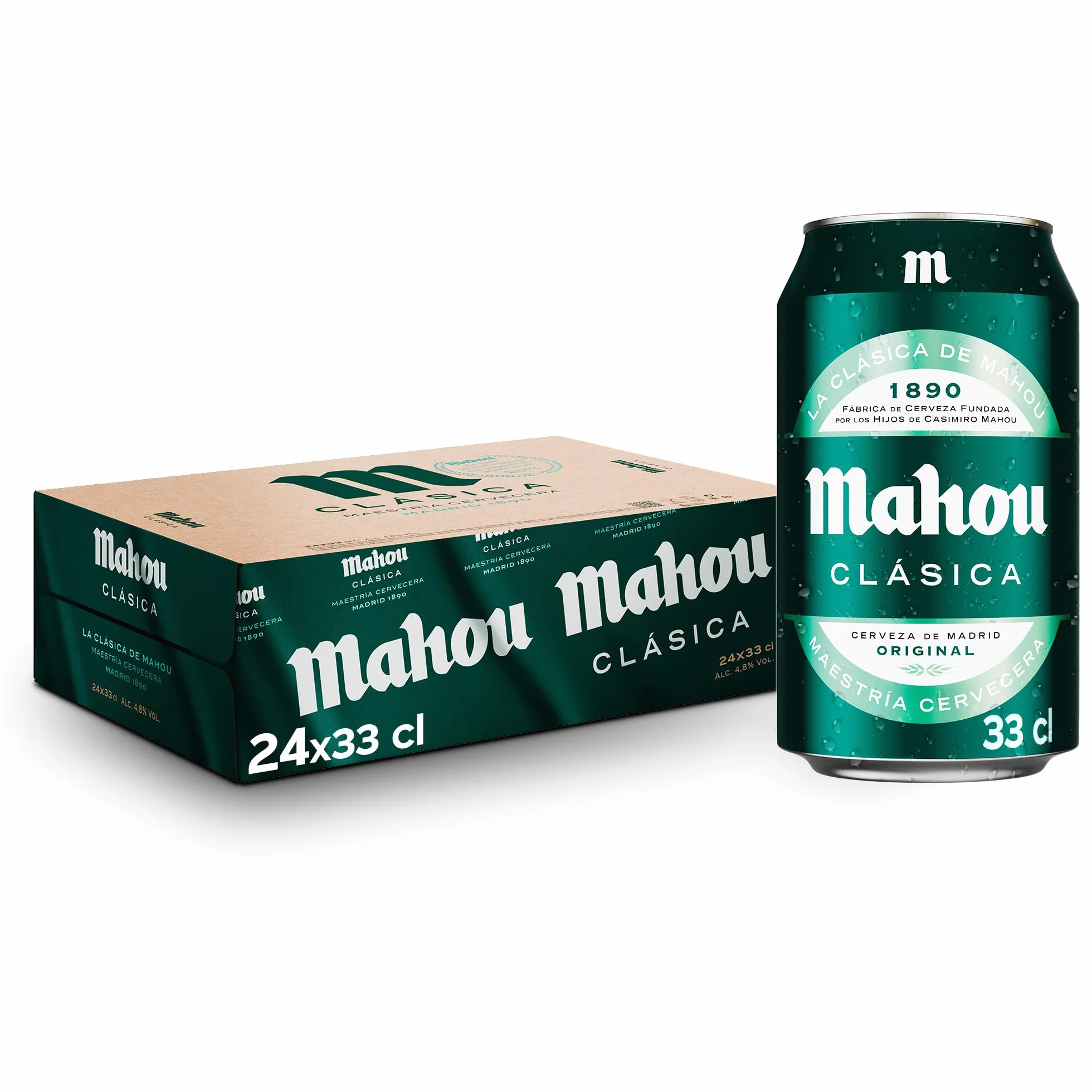 Mahou Clásica Cerveza Dorada Lager Pack 24 Latas x 33cl 4.8% Vol. Alcohol