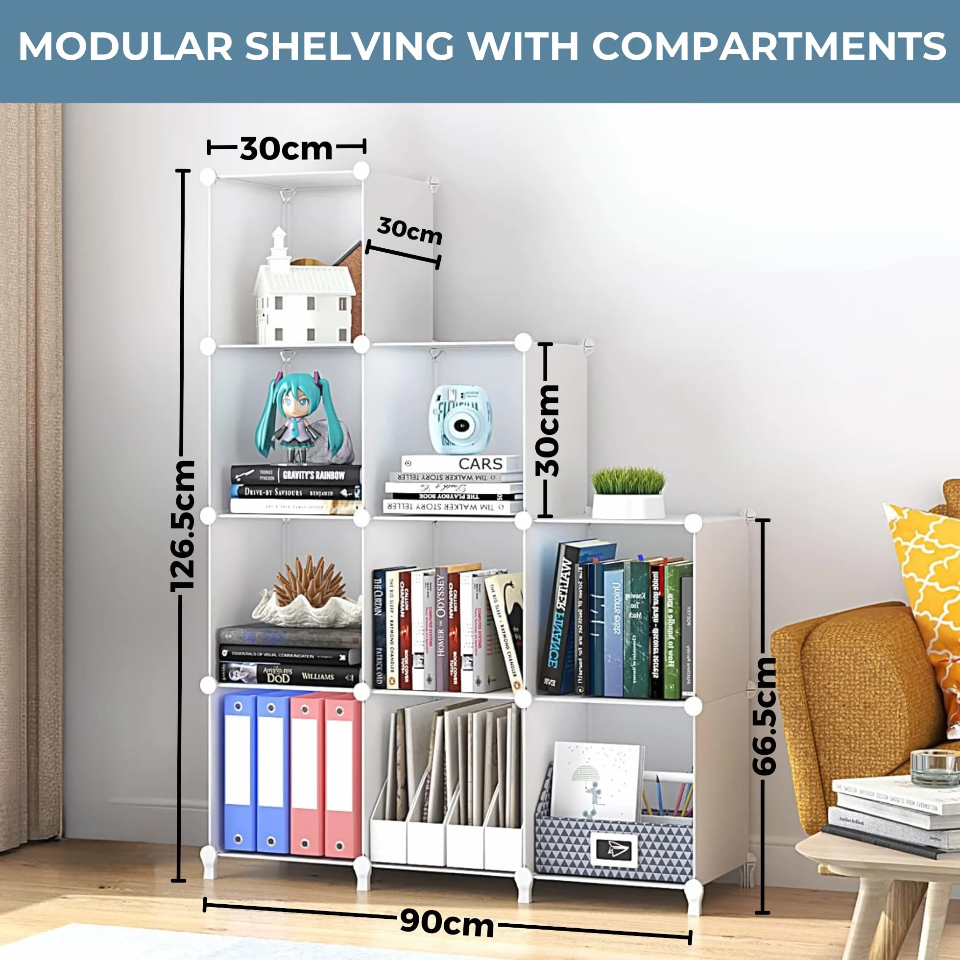 Estantería Modular 9 Compartimentos Blanco Plástico Armario Ropero
