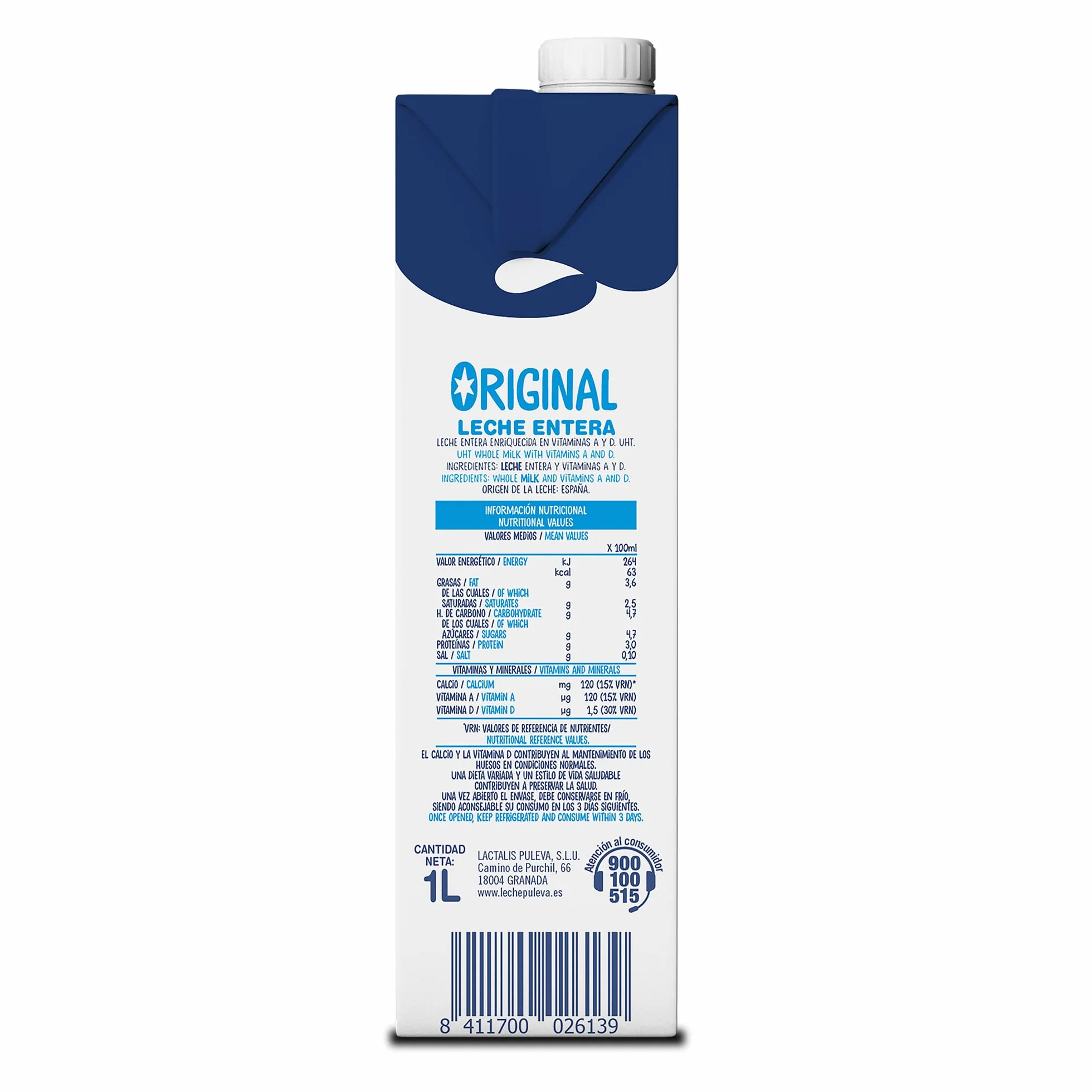PULEVA Leche UHT Entera Slim Pack 6 x 1L